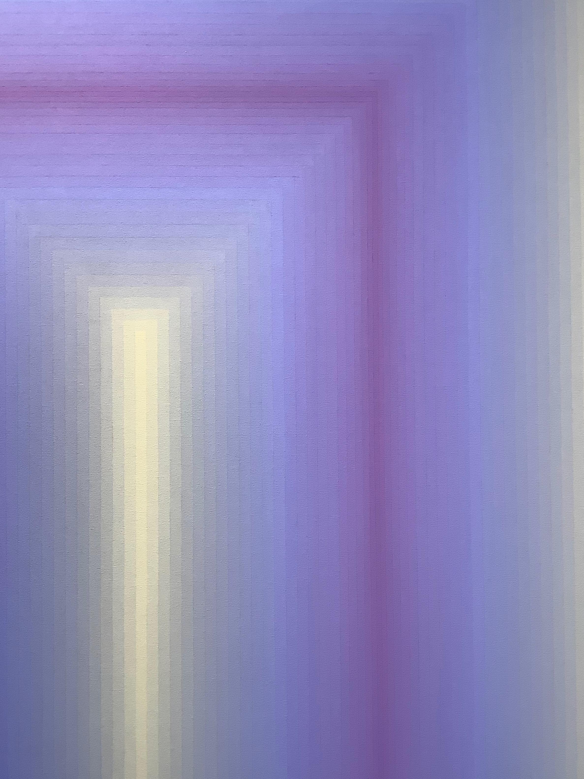 Acércate - Rayas abstractas contemporáneas degradadas Lila Lavanda Púrpura, 2020 en venta 4