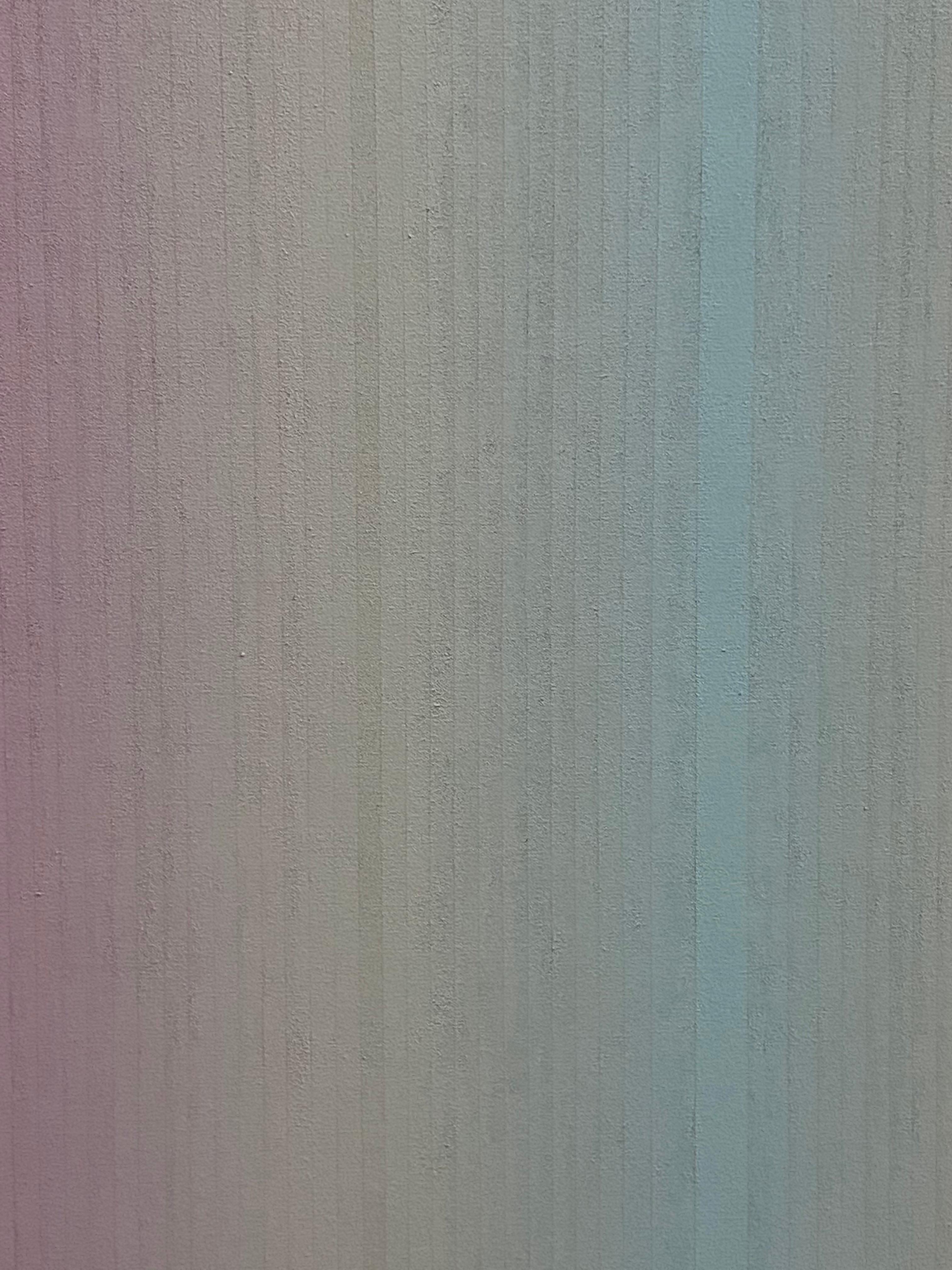 Keeping Close, Quadratisches abstraktes Gemälde mit Streifen, Blasslila, Blau, Grau im Angebot 1