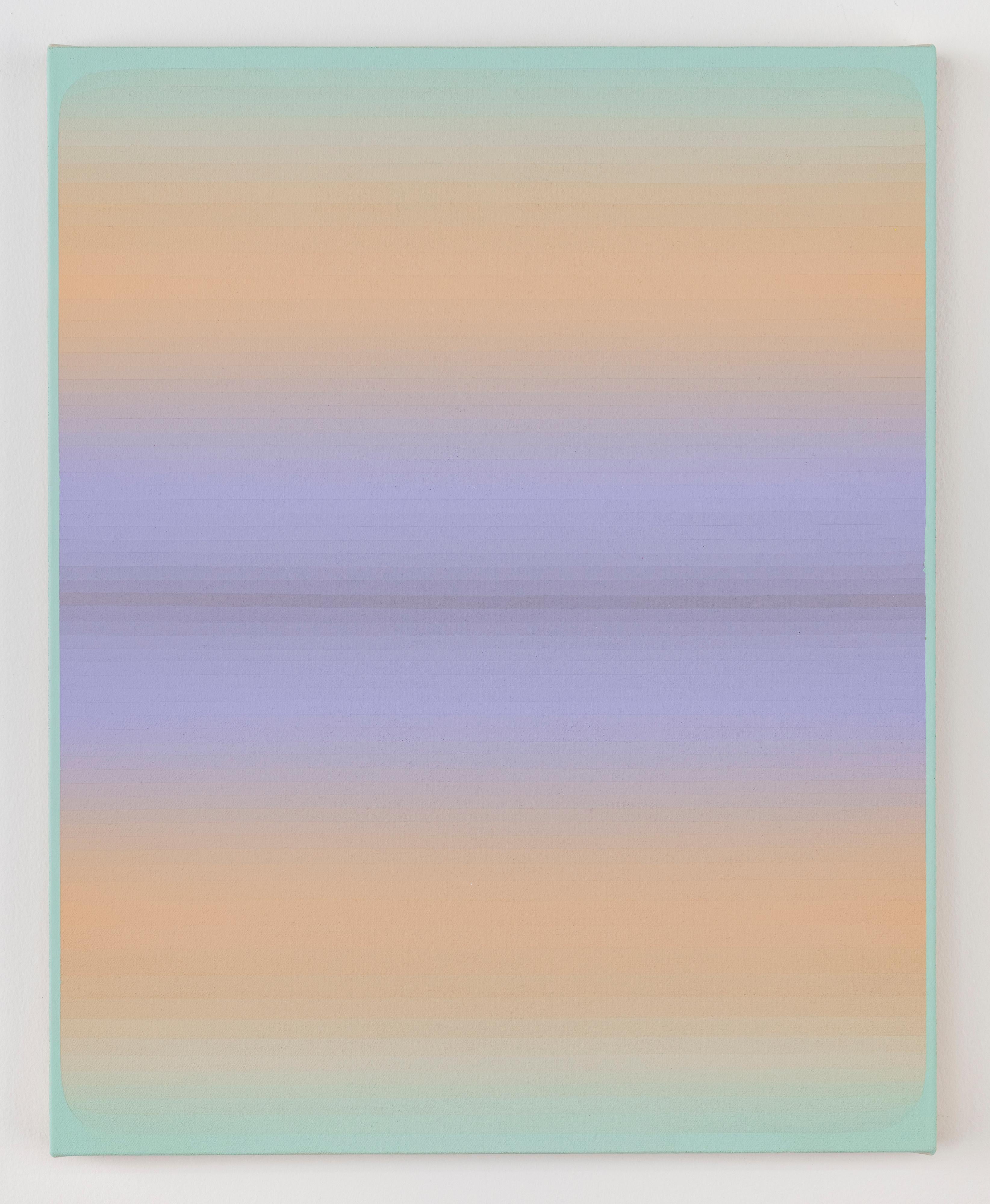 Light Hold, Pale Lilac, Peach, Pastel Mint Color Gradient Stripes - Painting by Audrey Stone