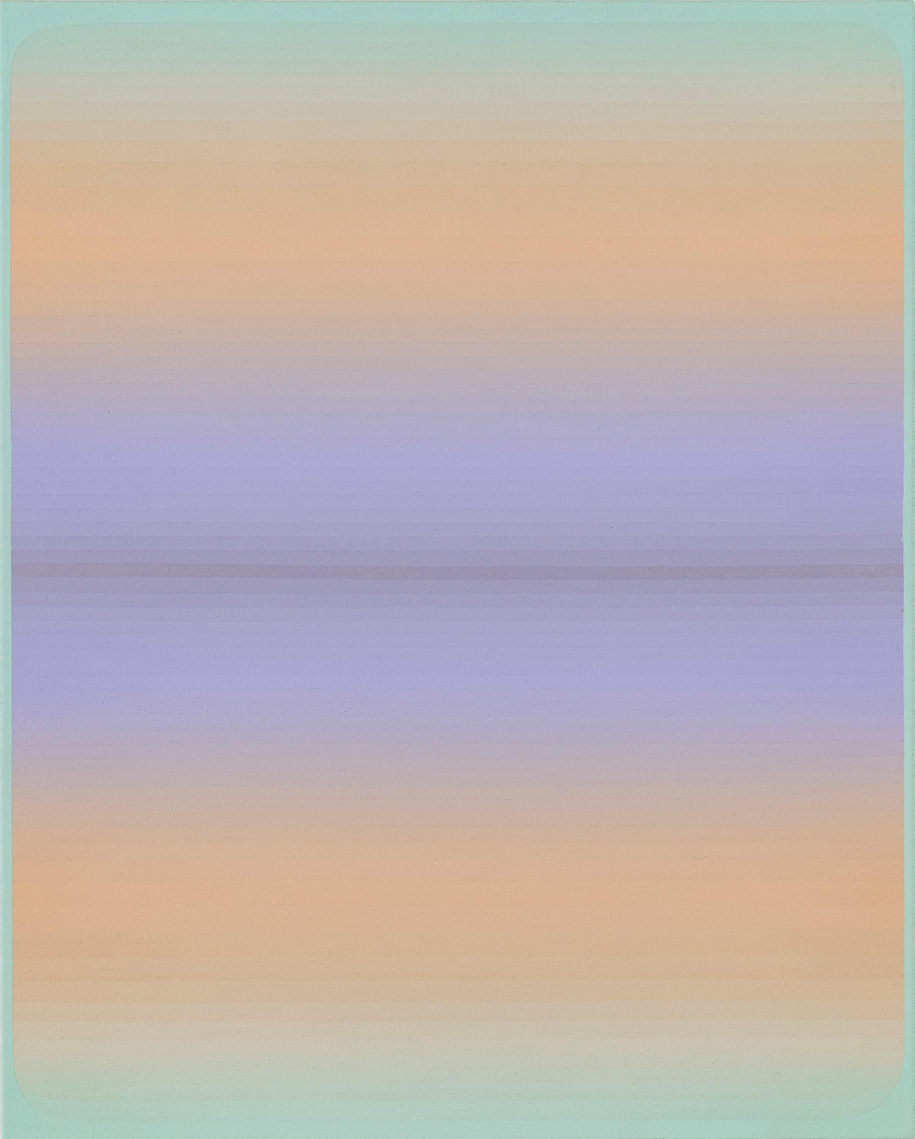 Audrey Stone Abstract Painting - Light Hold, Pale Lilac, Peach, Pastel Mint Color Gradient Stripes