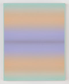 Light Hold, Vertical Abstract Painting with Stripes in Pale Lilac, Peach, Mint