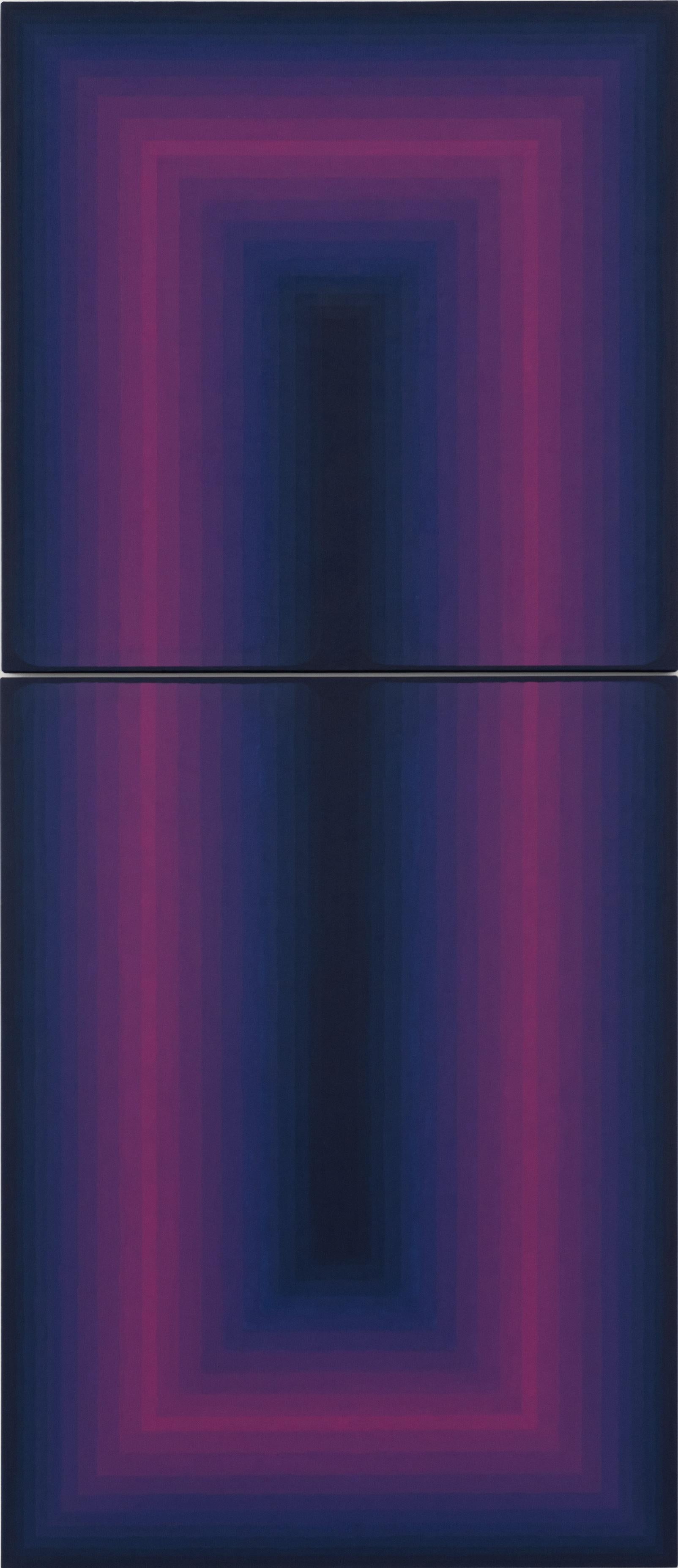 Abstract Painting di Audrey Stone - Ombra lunga - Pittura astratta contemporanea Viola Gradiente, 2024