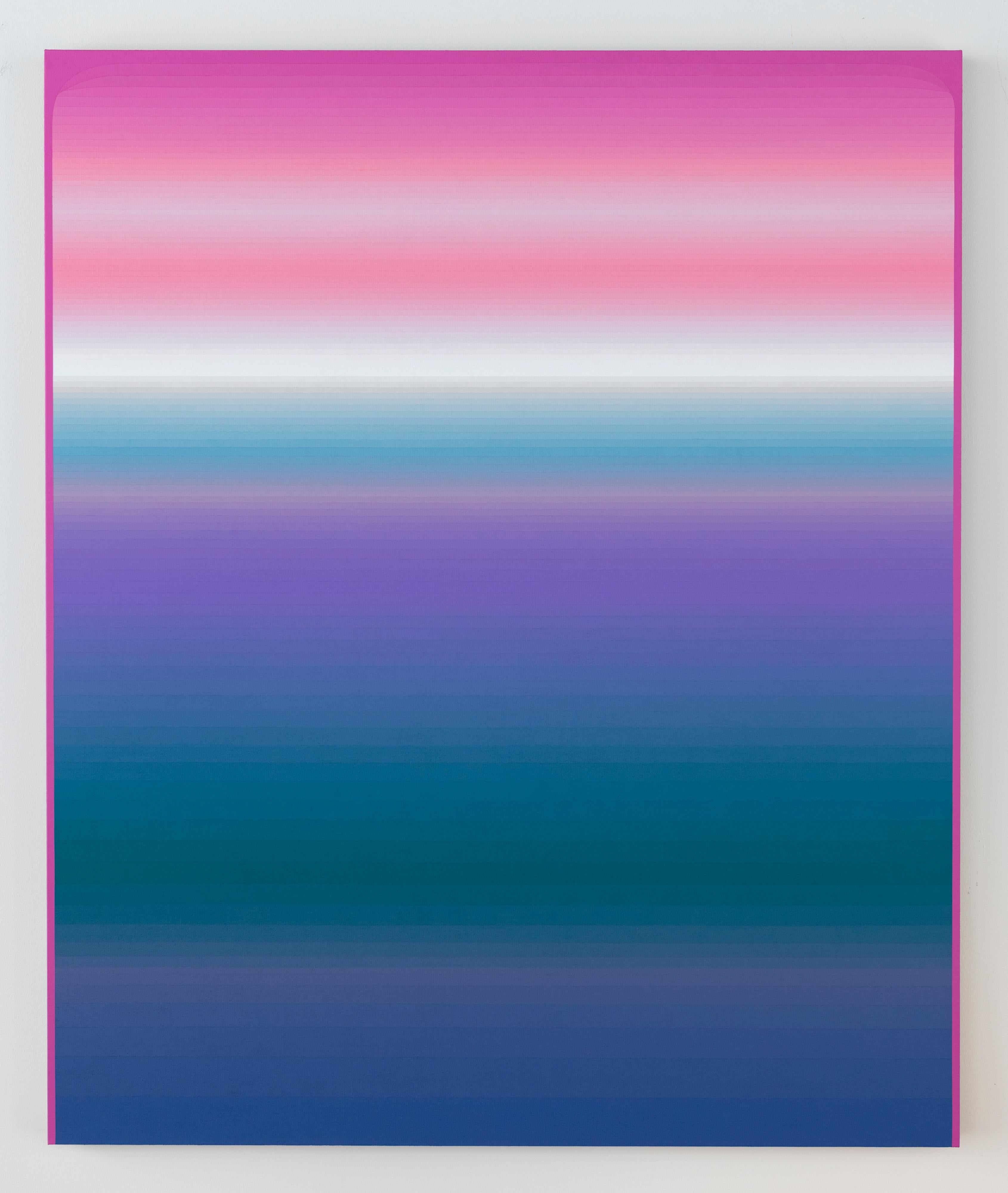 Pink Hold, Vertical Abstract Painting with Stripes, Pink, Violet, Indigo, White 10