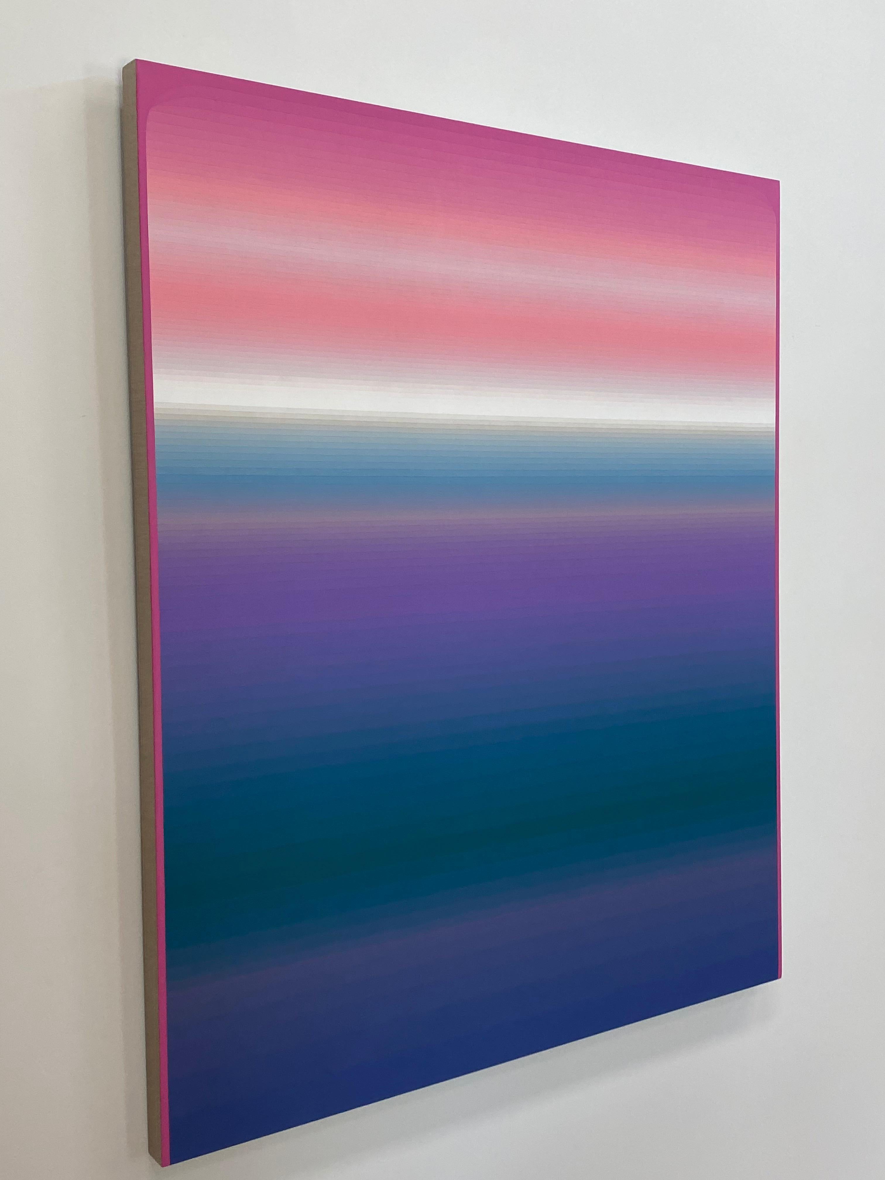 Pink Hold, Vertical Abstract Painting with Stripes, Pink, Violet, Indigo, White 1