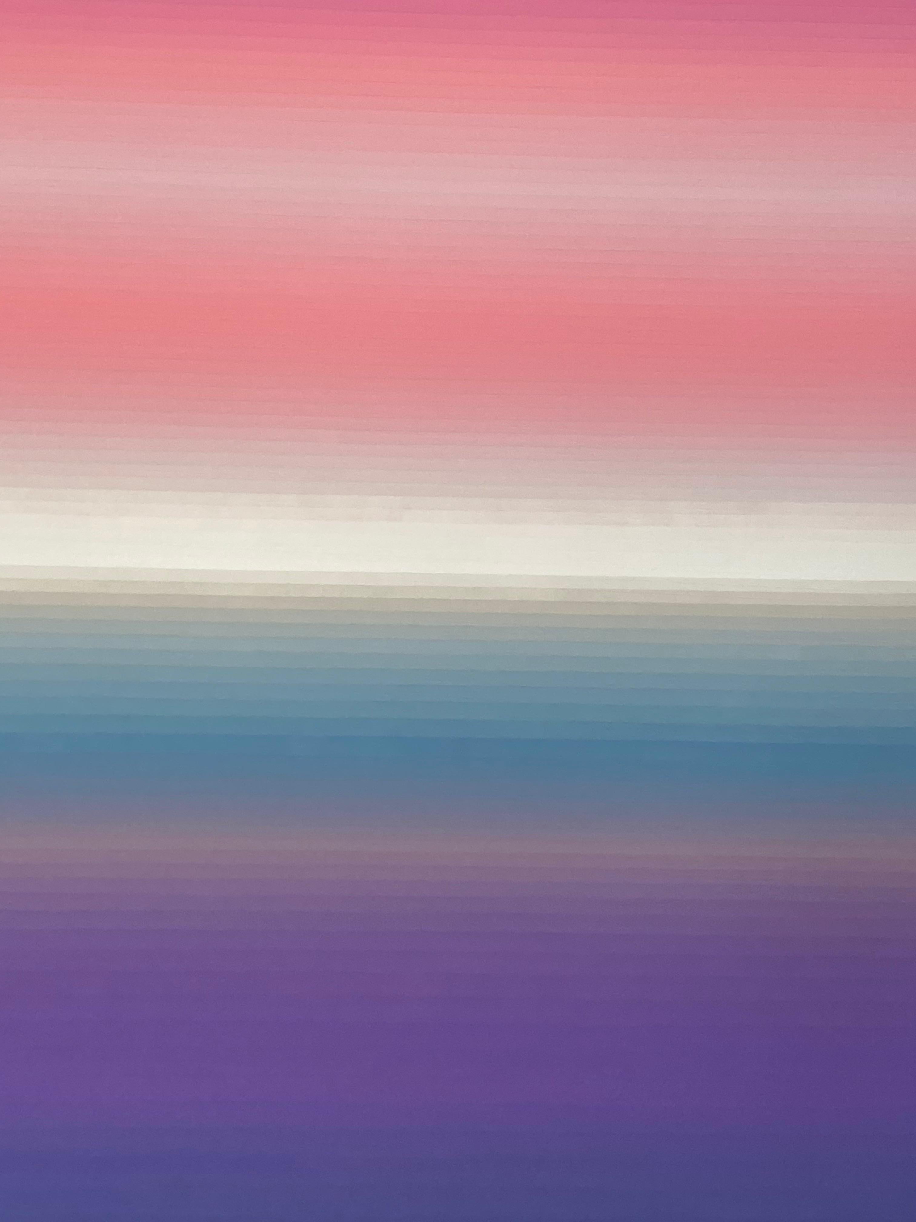 Pink Hold, Vertical Abstract Painting with Stripes, Pink, Violet, Indigo, White 4