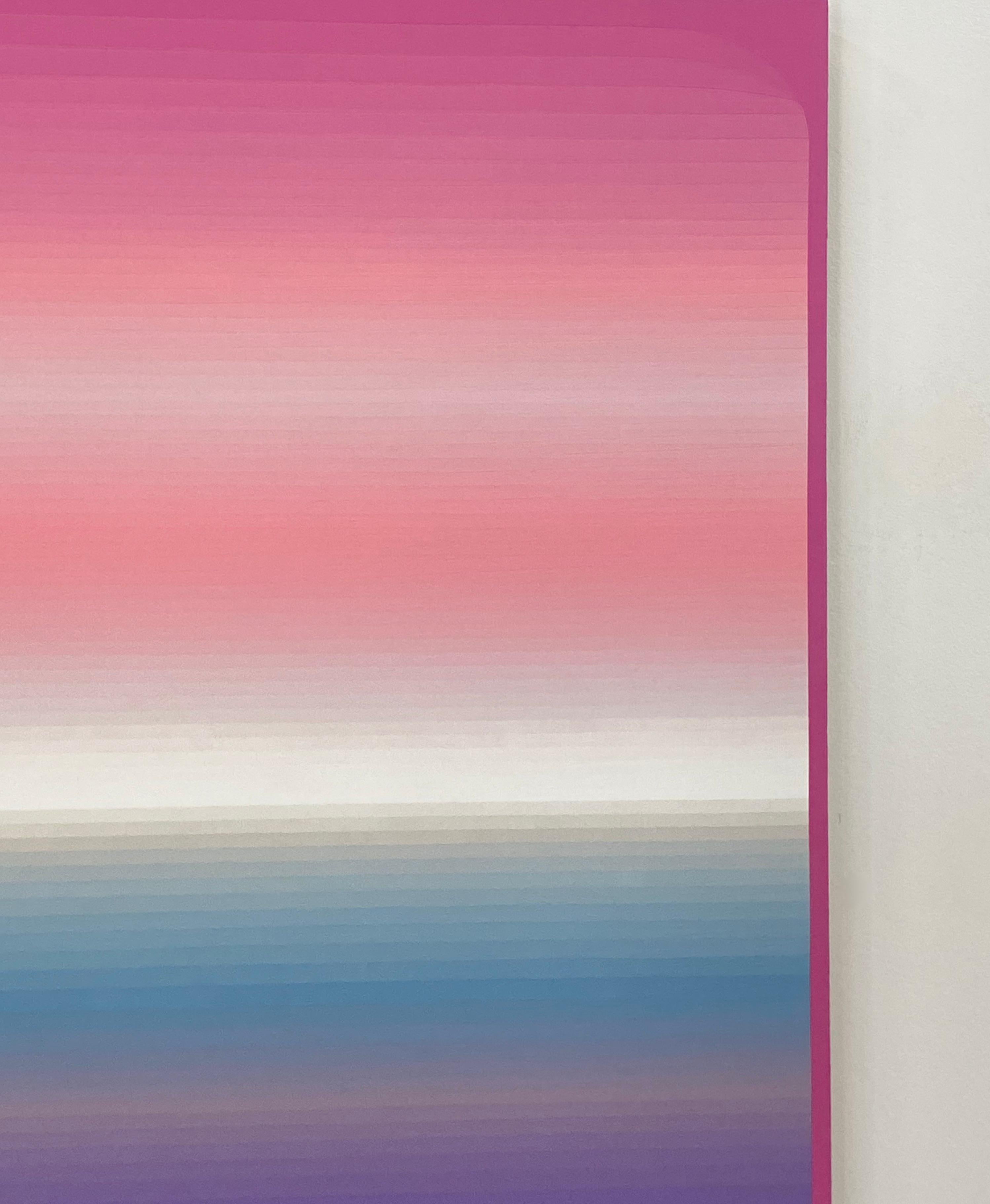 Pink Hold, Vertical Abstract Painting with Stripes, Pink, Violet, Indigo, White 7