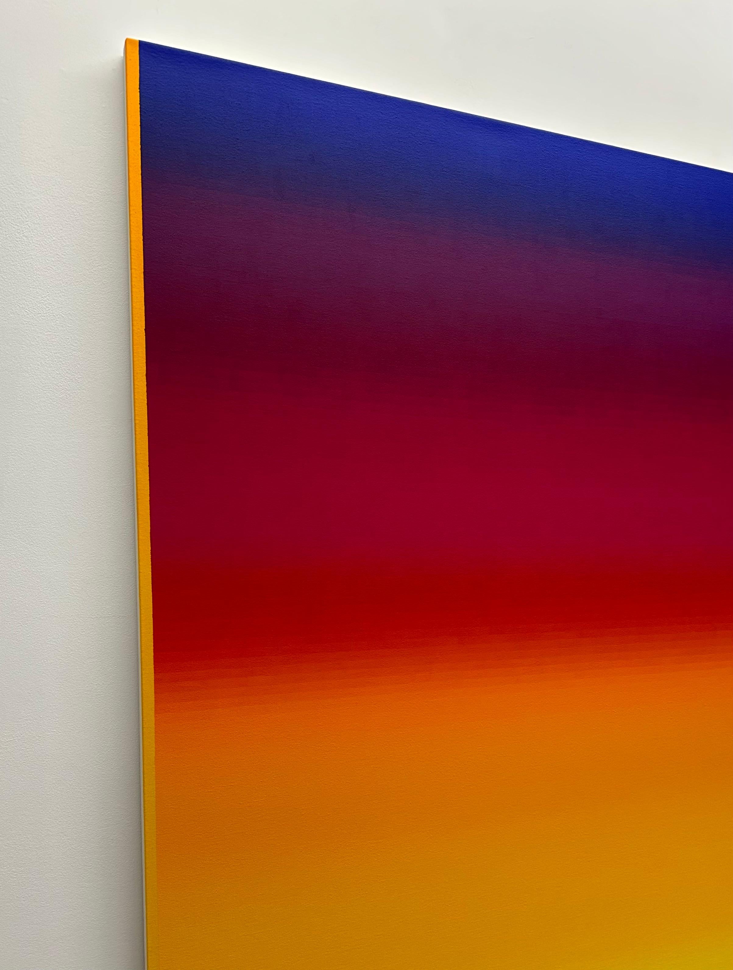 Rome Five, Hot Pink, Navy Cobalt Blue, Orange, Golden Yellow Gradient Stripes - Contemporary Painting by Audrey Stone