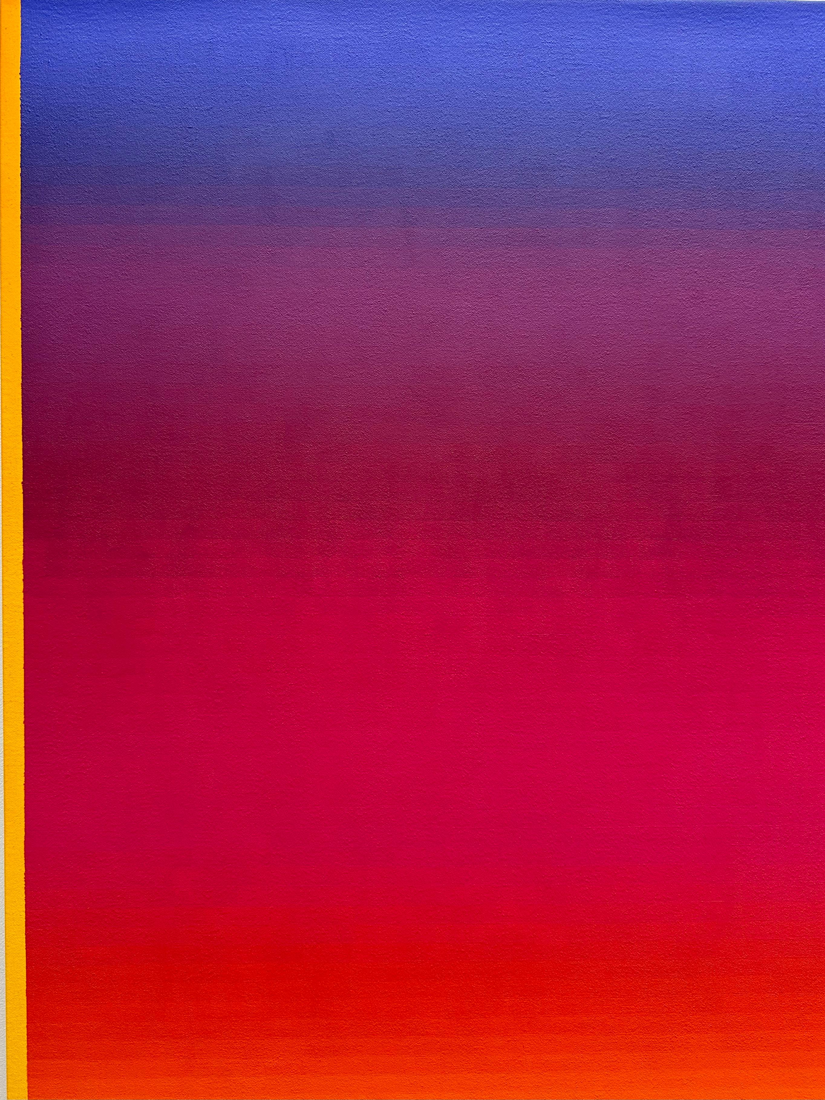 Rayures dégradées Rome Five, Hot Pink, Navy Cobalt Blue, Orange, Golden Yellow - Jaune Abstract Painting par Audrey Stone