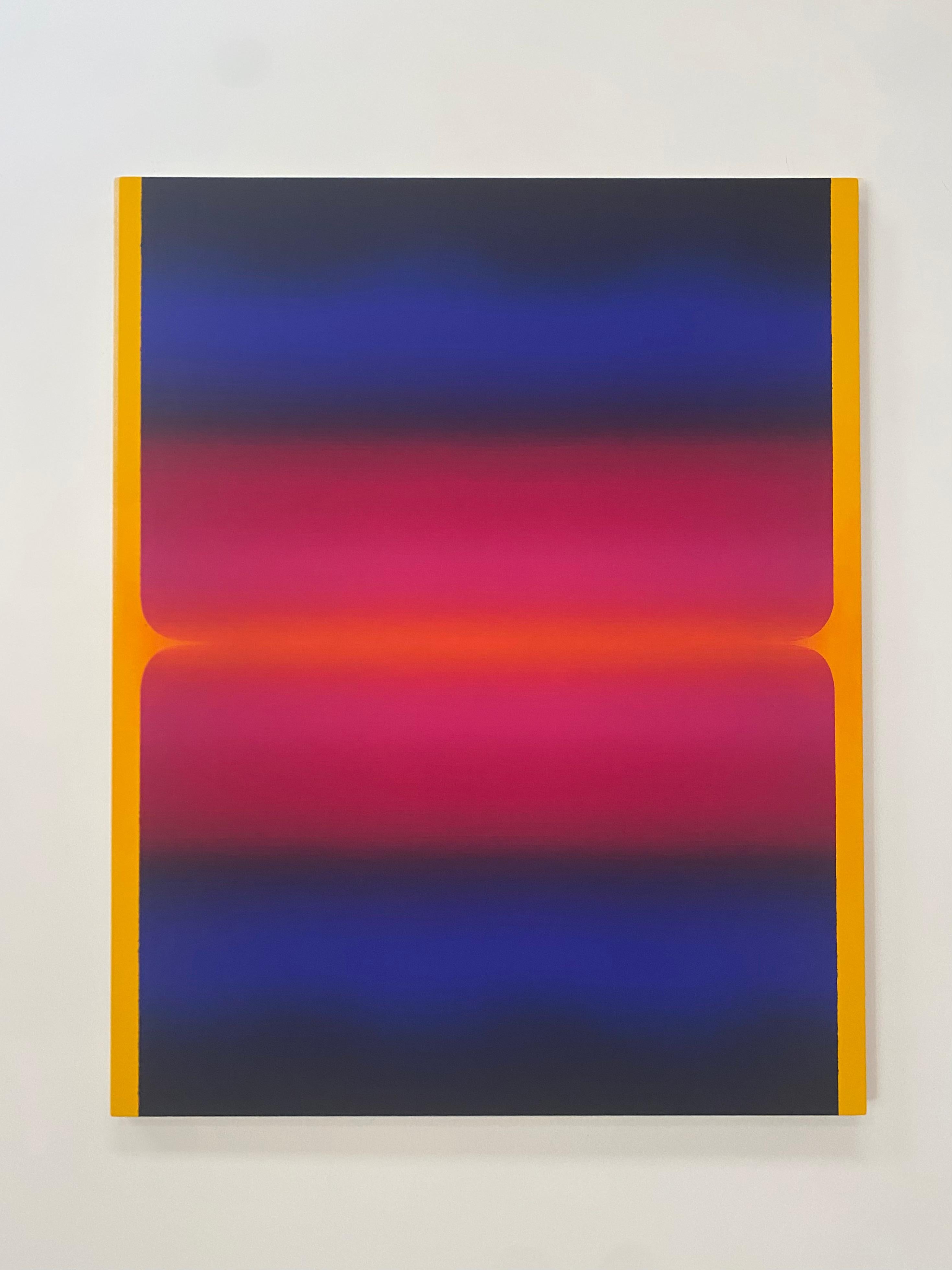 Roma Sette - Gradiente astratto giallo oro blu navy rosa caldo arancione, 2023 - Painting Contemporaneo di Audrey Stone