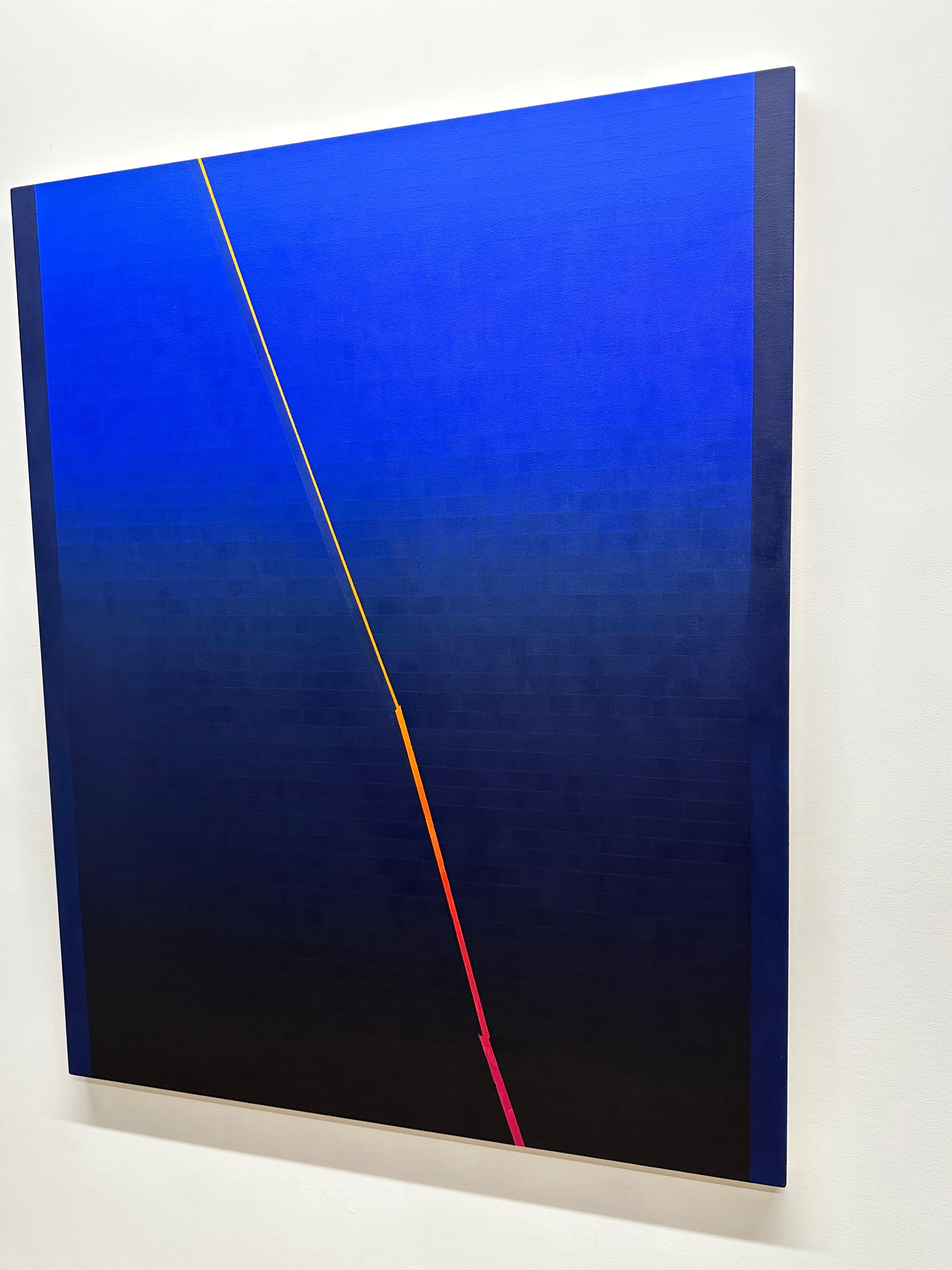 Rome Six - Abstract Navy Midnight Blue Orange Fuchsia Pink Gradient Color, 2023 - Black Abstract Painting by Audrey Stone
