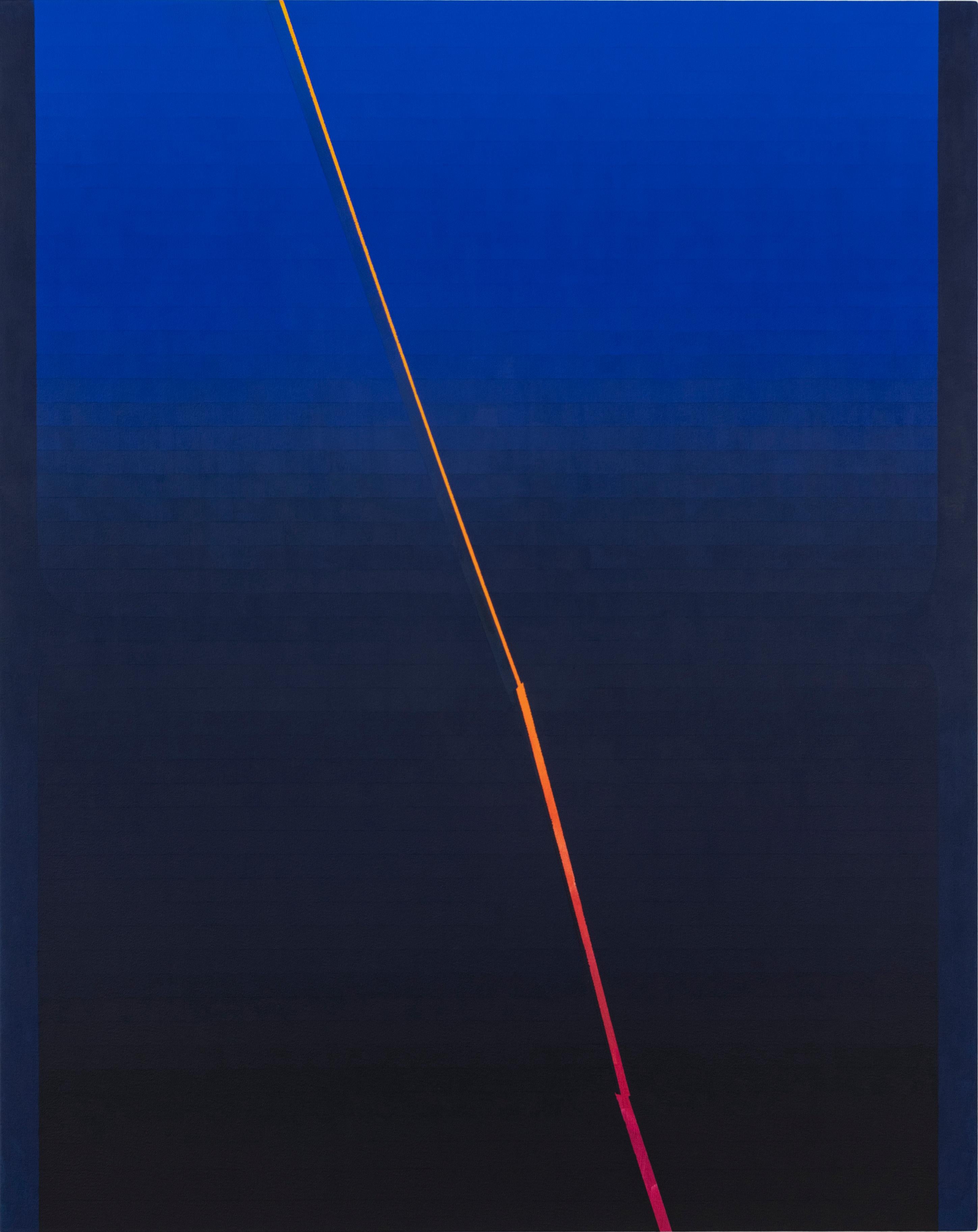 Audrey Stone Abstract Painting - Rome Six - Abstract Navy Midnight Blue Orange Fuchsia Pink Gradient Color, 2023