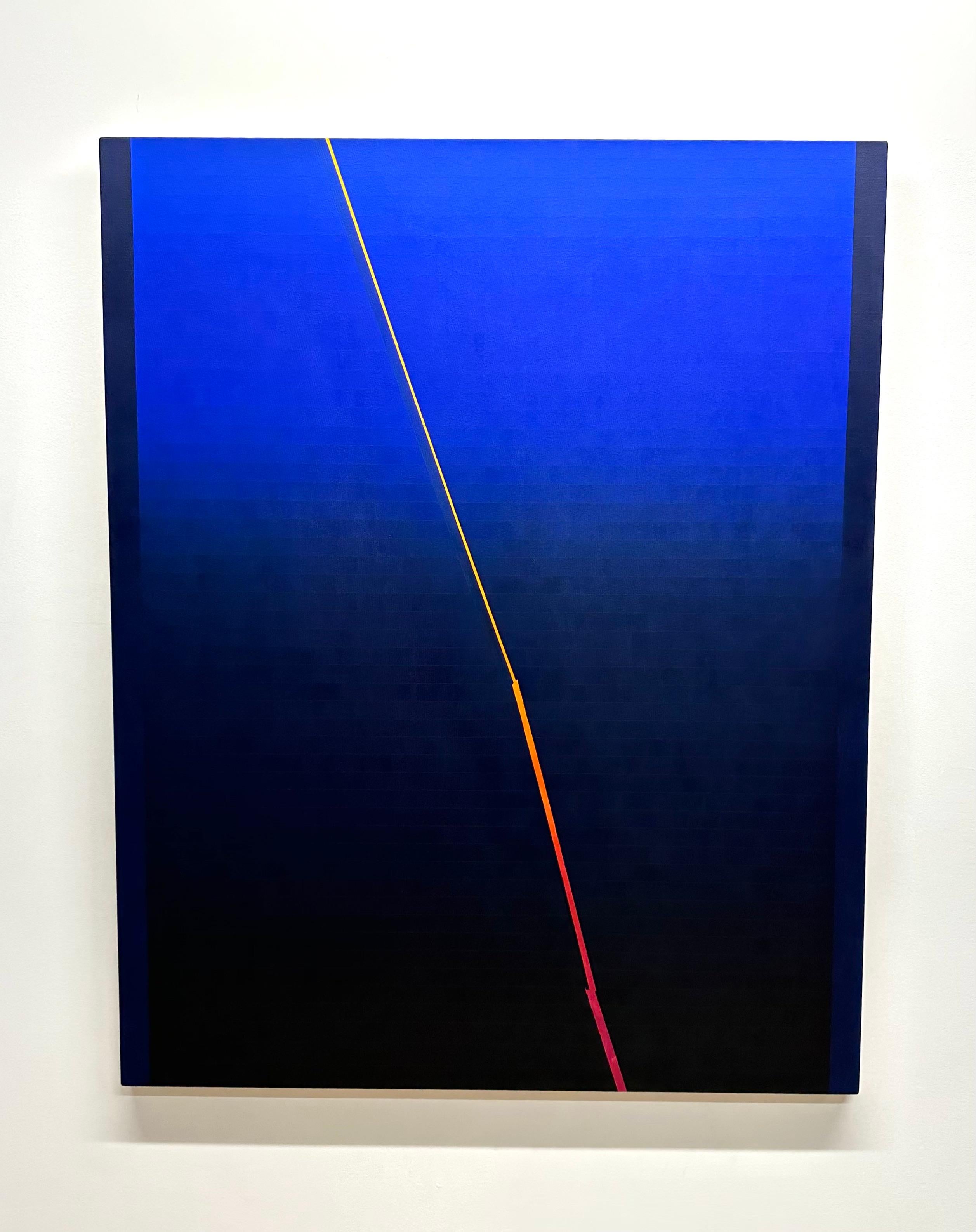 Rome Six, Dark Cobalt, Navy Midnight Blue, Orange, Bright Fuchsia Pink Gradient - Contemporary Painting by Audrey Stone