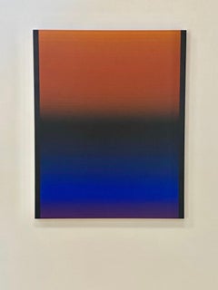 Rome Two, Navy, Black, Scarlet Gradient Stripes Abstract Painting