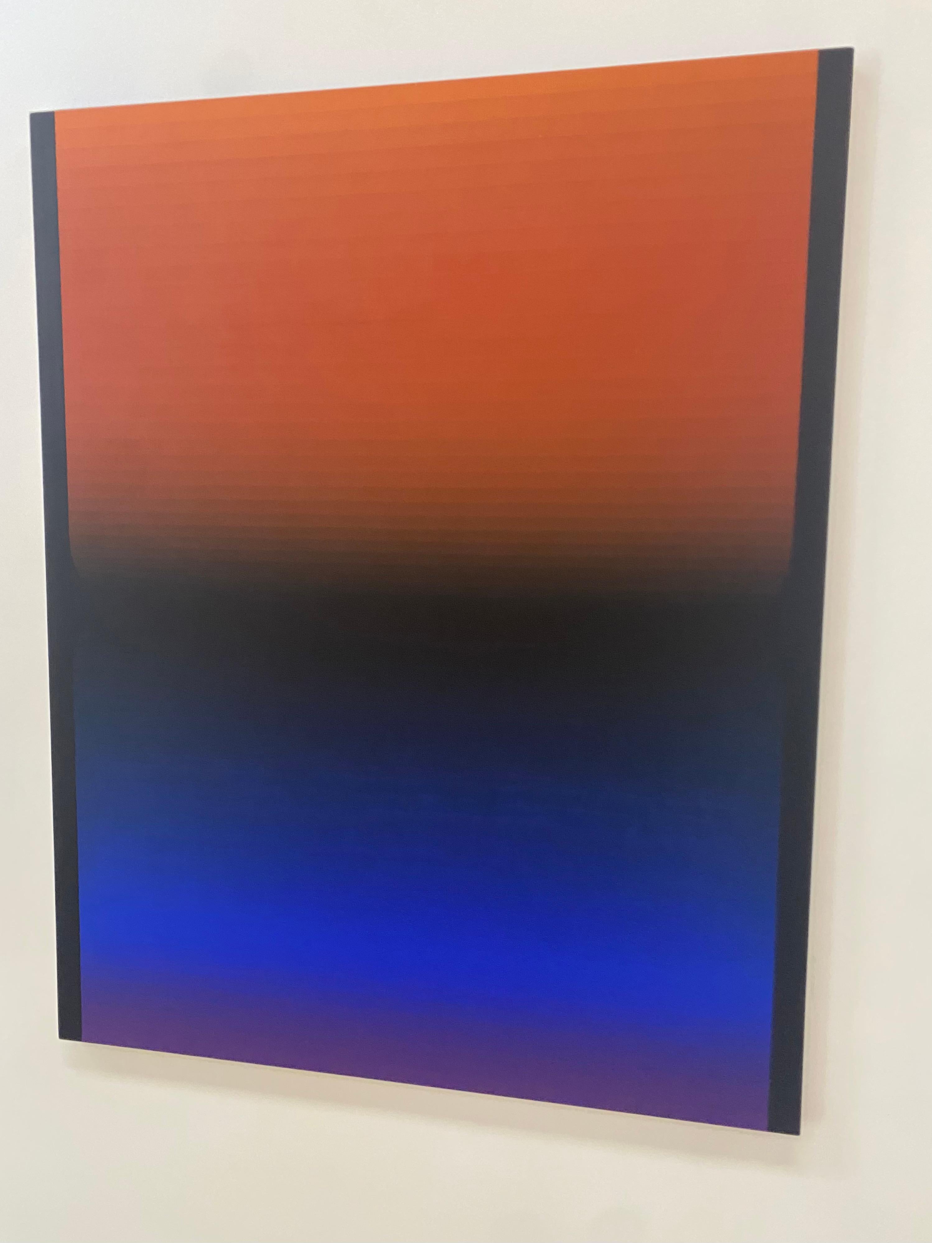 Rom zwei, Marineblau, Schwarz, scharlachrotes, abstraktes Gemälde mit Streifenmuster (Zeitgenössisch), Painting, von Audrey Stone