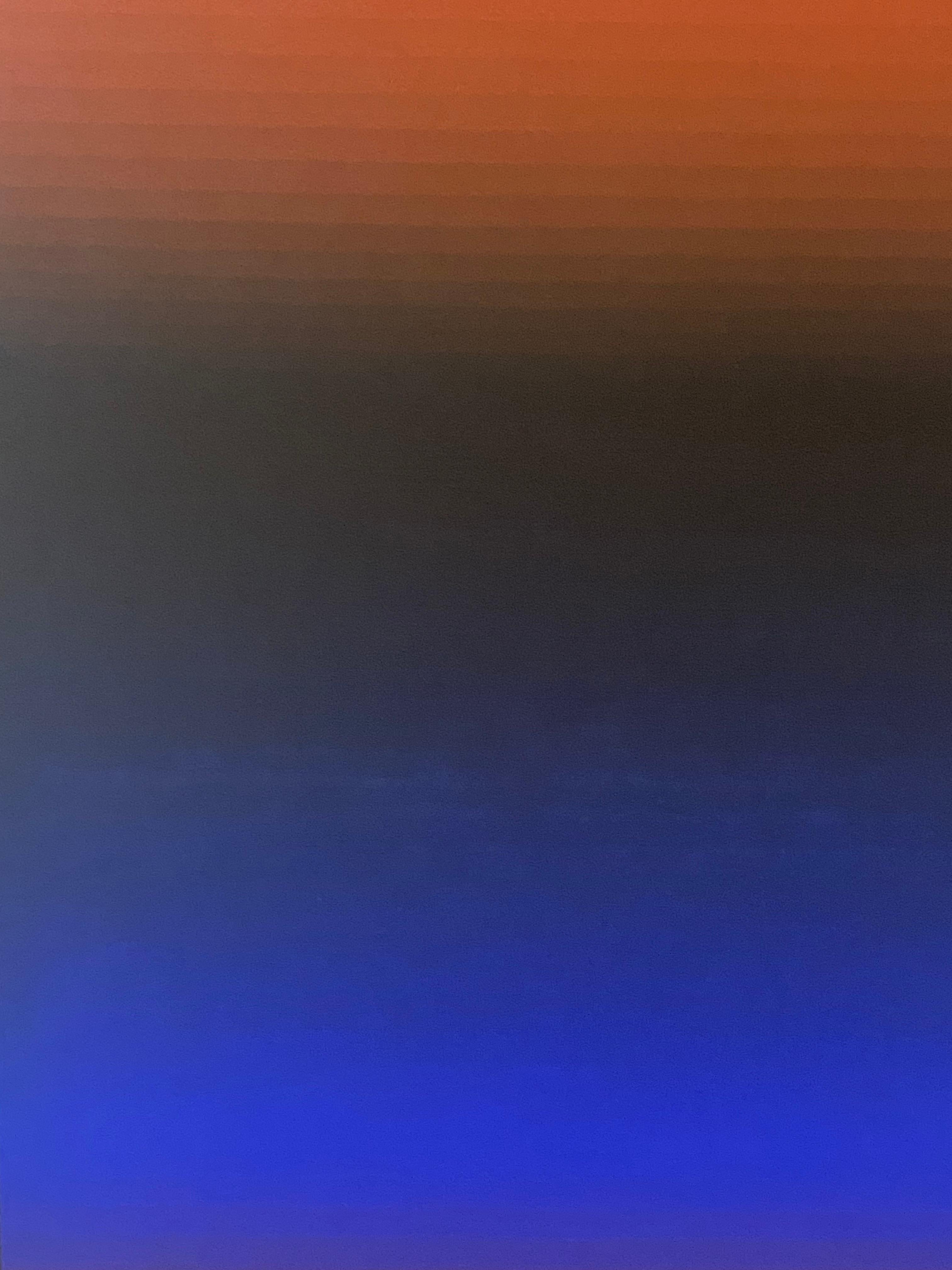 Rom zwei, Marineblau, Schwarz, scharlachrotes, abstraktes Gemälde mit Streifenmuster im Angebot 3