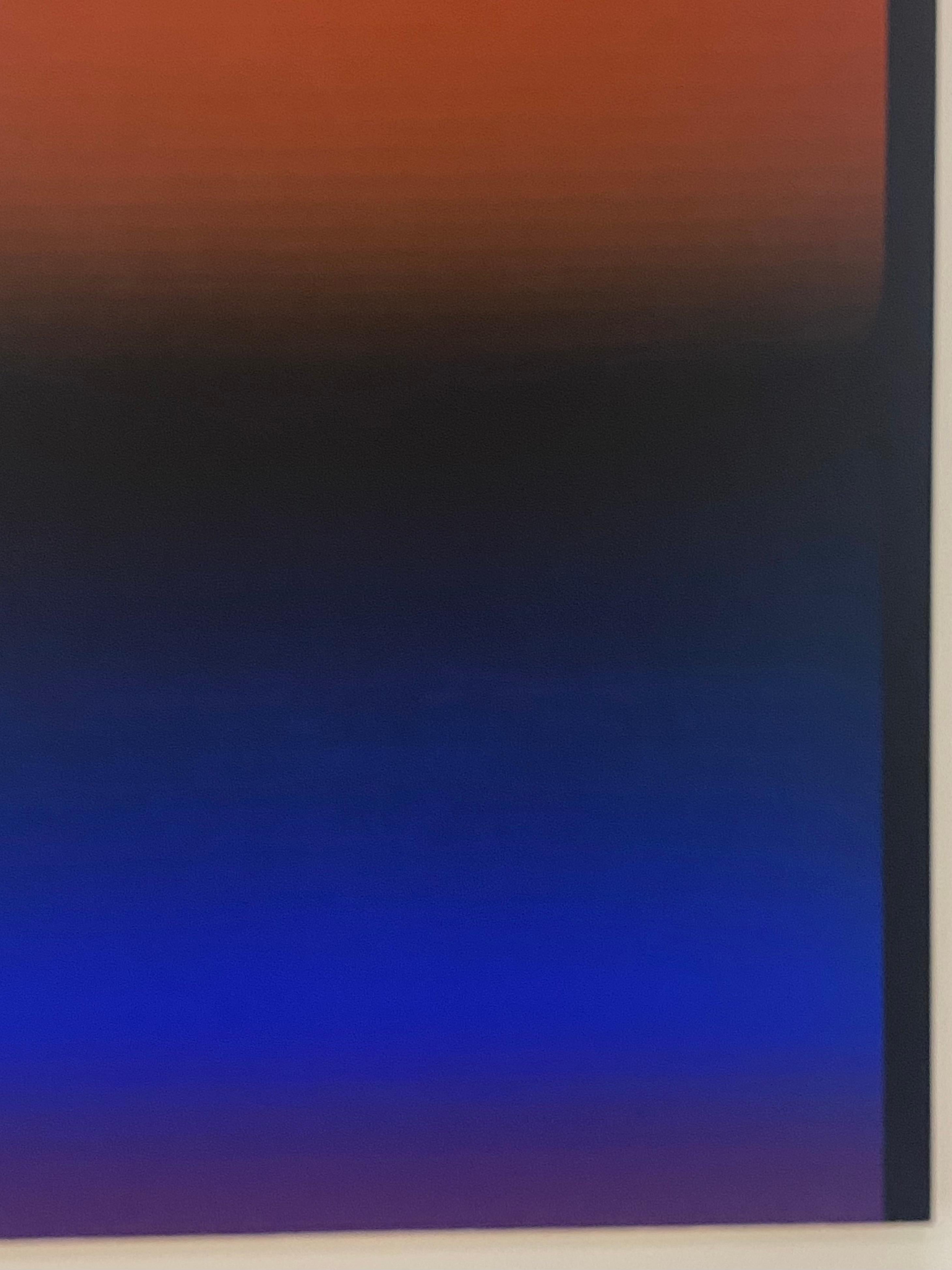 Rom zwei, Marineblau, Schwarz, scharlachrotes, abstraktes Gemälde mit Streifenmuster im Angebot 4