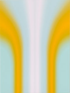 Shadow Valley Six, Abstract Painting, Light Yellow Orange, Mint Blue, White