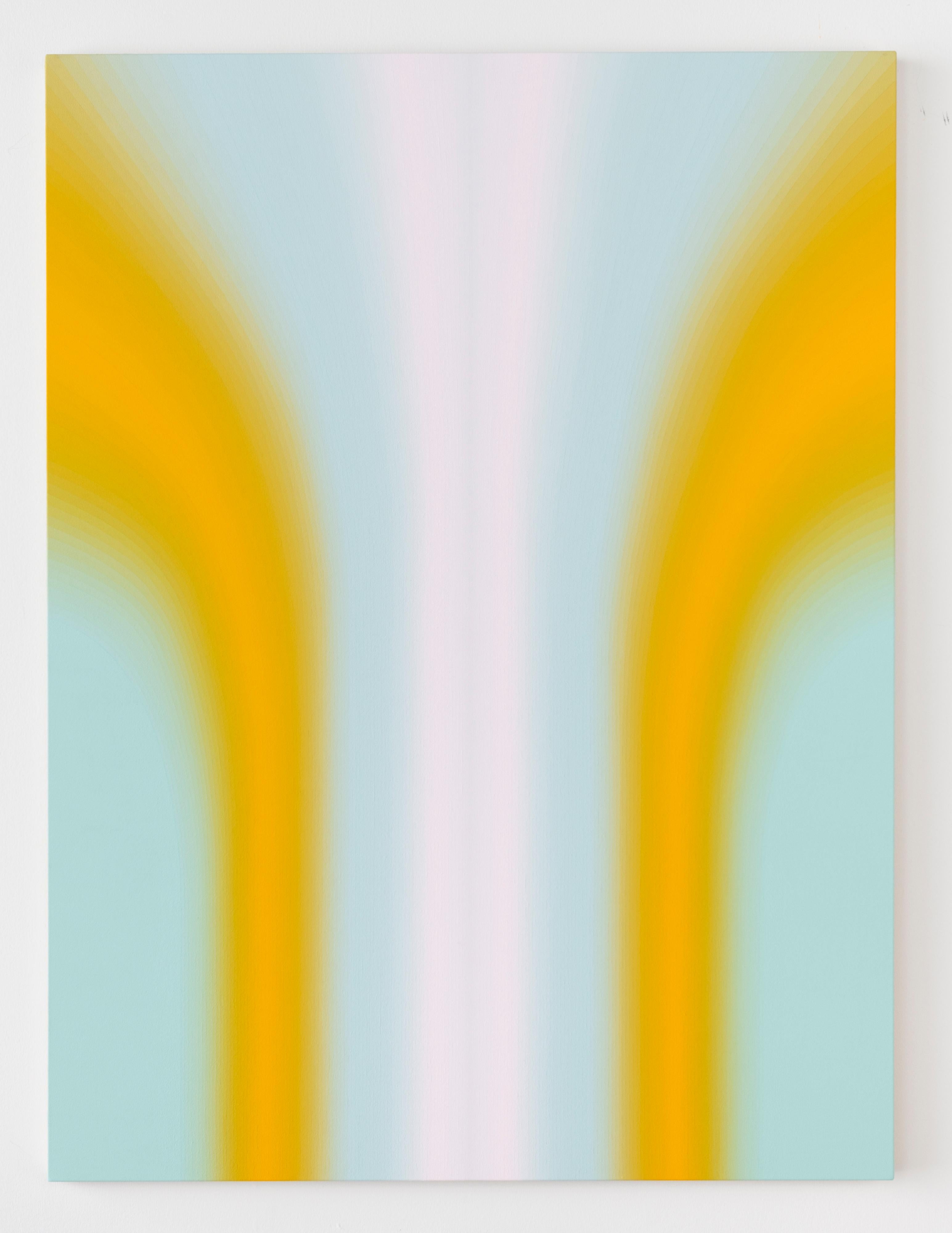 Shadow Valley Six - Yellow Orange Mint Blue White Gradient Abstract, 2021 - Painting by Audrey Stone