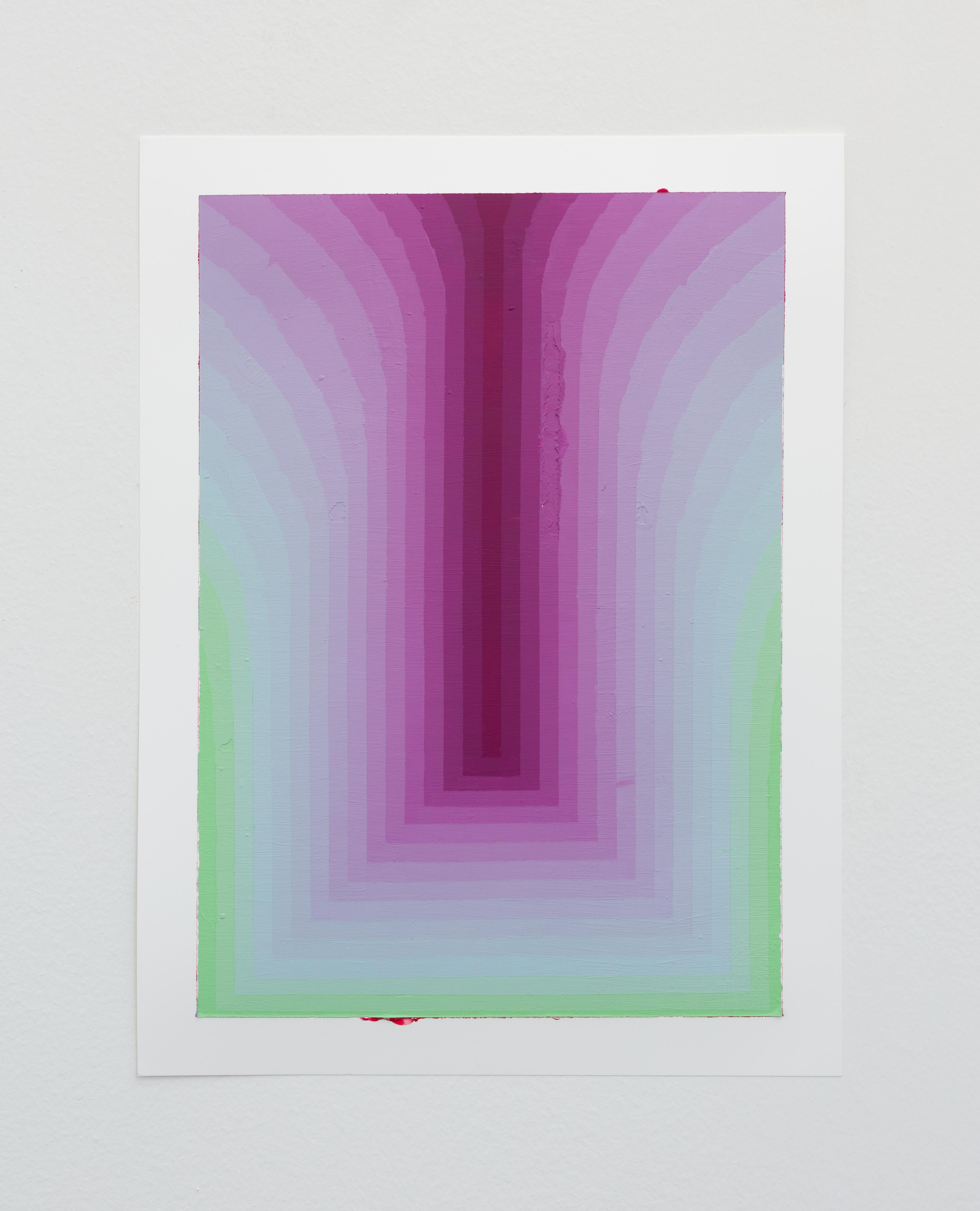 Étude pour As If Eight - Contemporary Abstract Purple Blue Green Stripes, 2024 - Painting de Audrey Stone