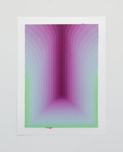 Estudio para Como si fueran ocho - Abstracto contemporáneo Rayas púrpura azul verde, 2024