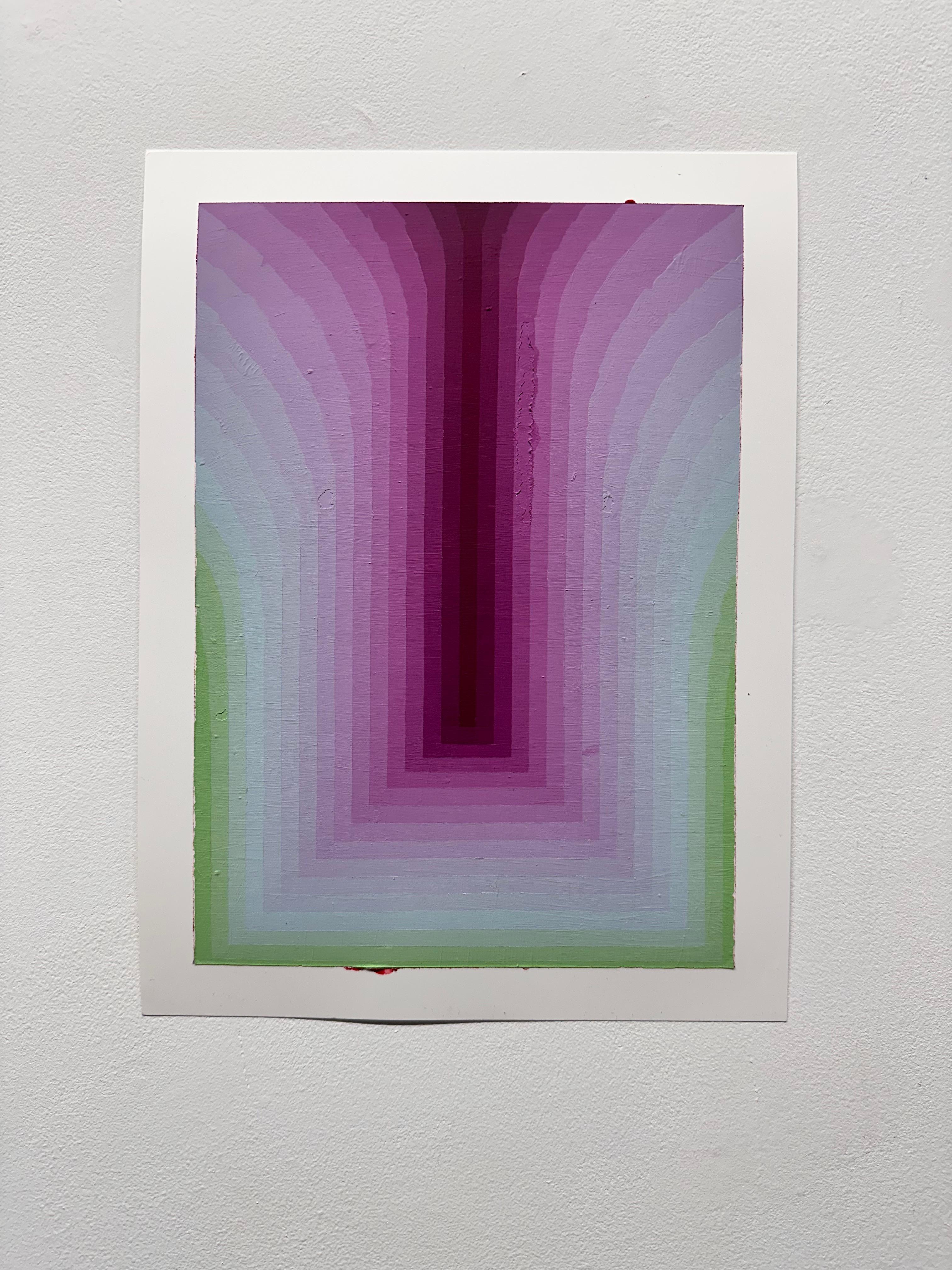 Étude pour As If Eight - Contemporary Abstract Purple Blue Green Stripes, 2024 - Contemporain Painting par Audrey Stone