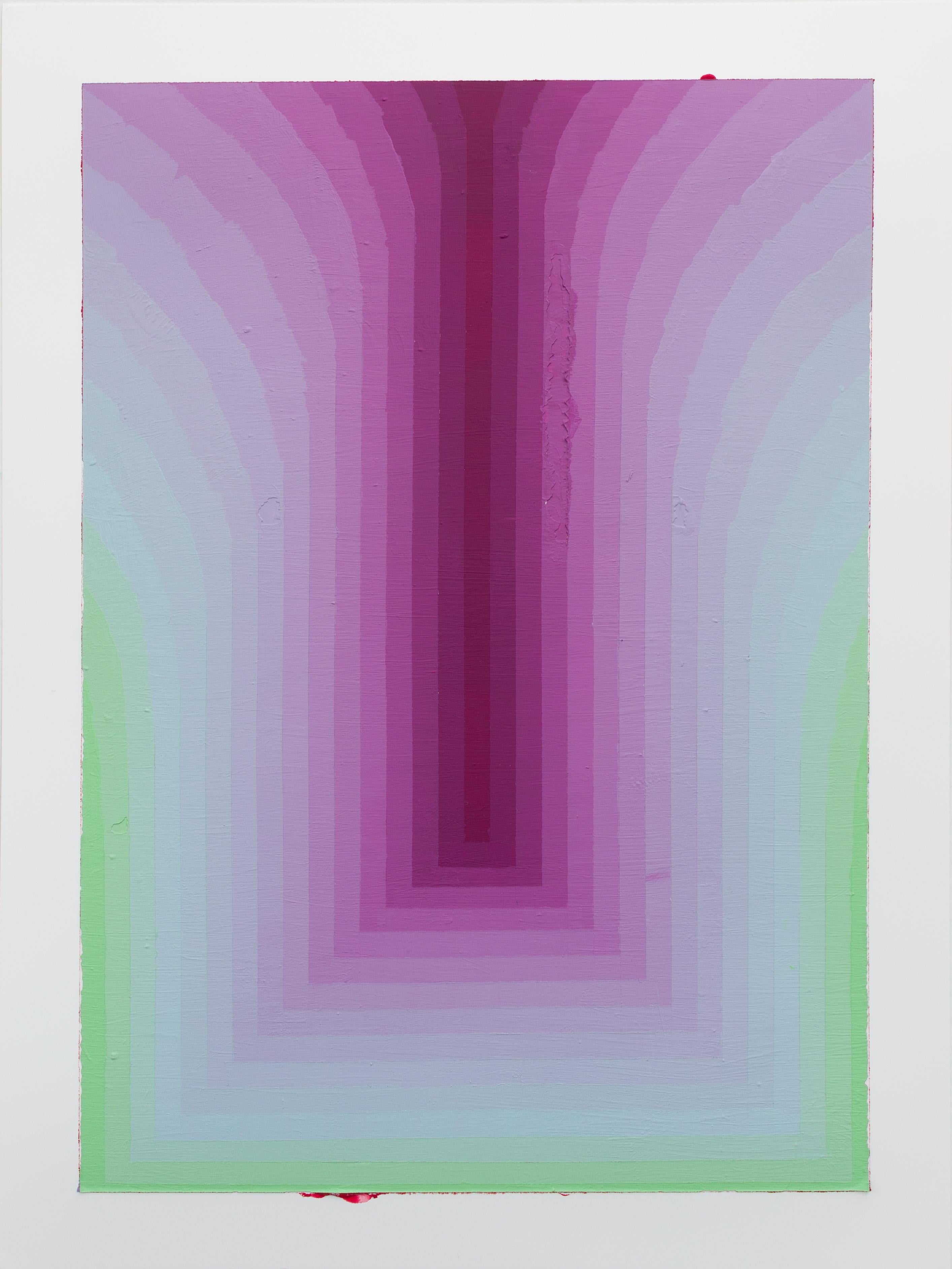 Abstract Painting Audrey Stone - Étude pour As If Eight - Contemporary Abstract Purple Blue Green Stripes, 2024