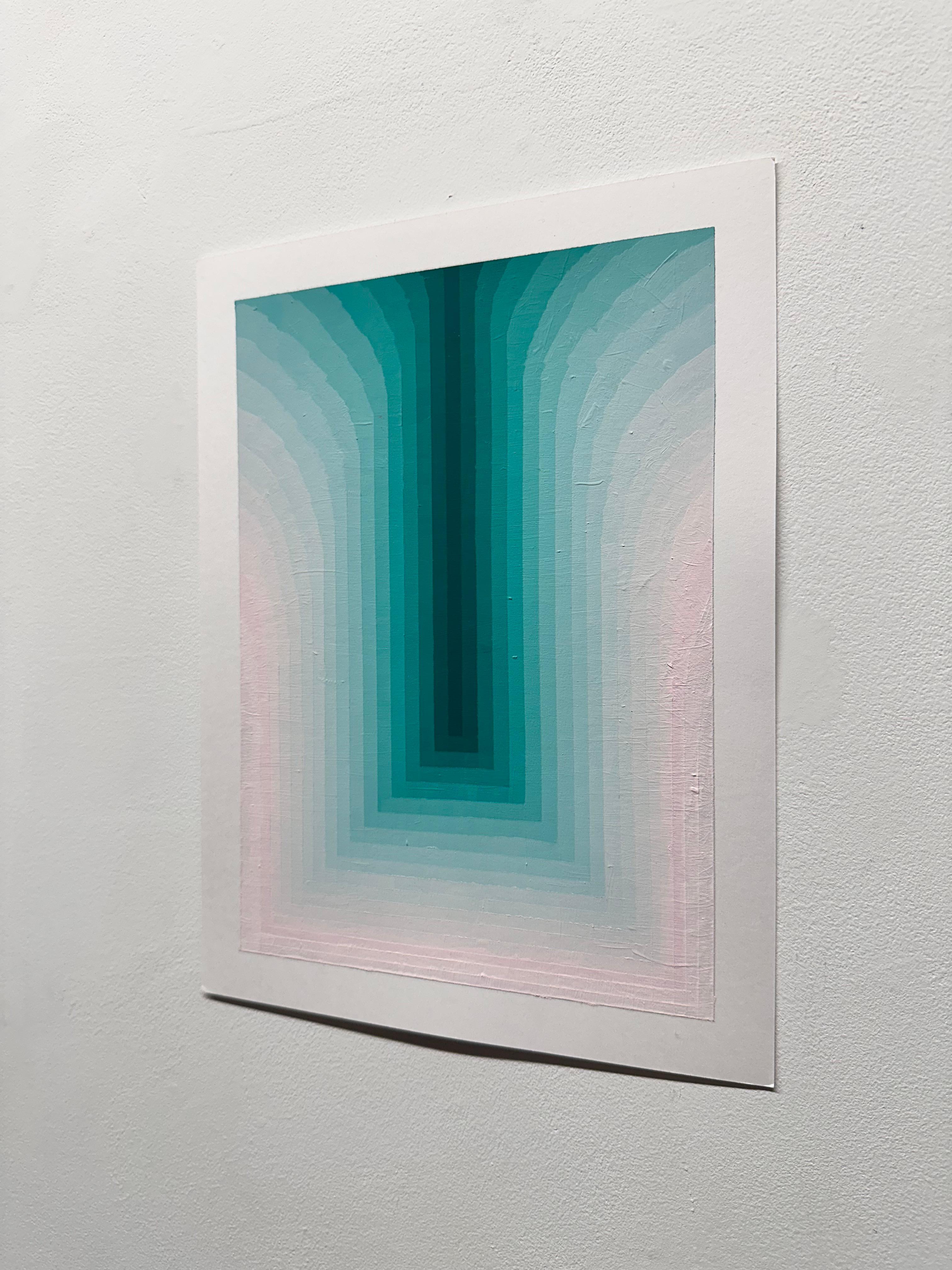 Studie für As If Five - Contemporary Abstract Teal Aqua Blue Stripes, 2024 im Angebot 5