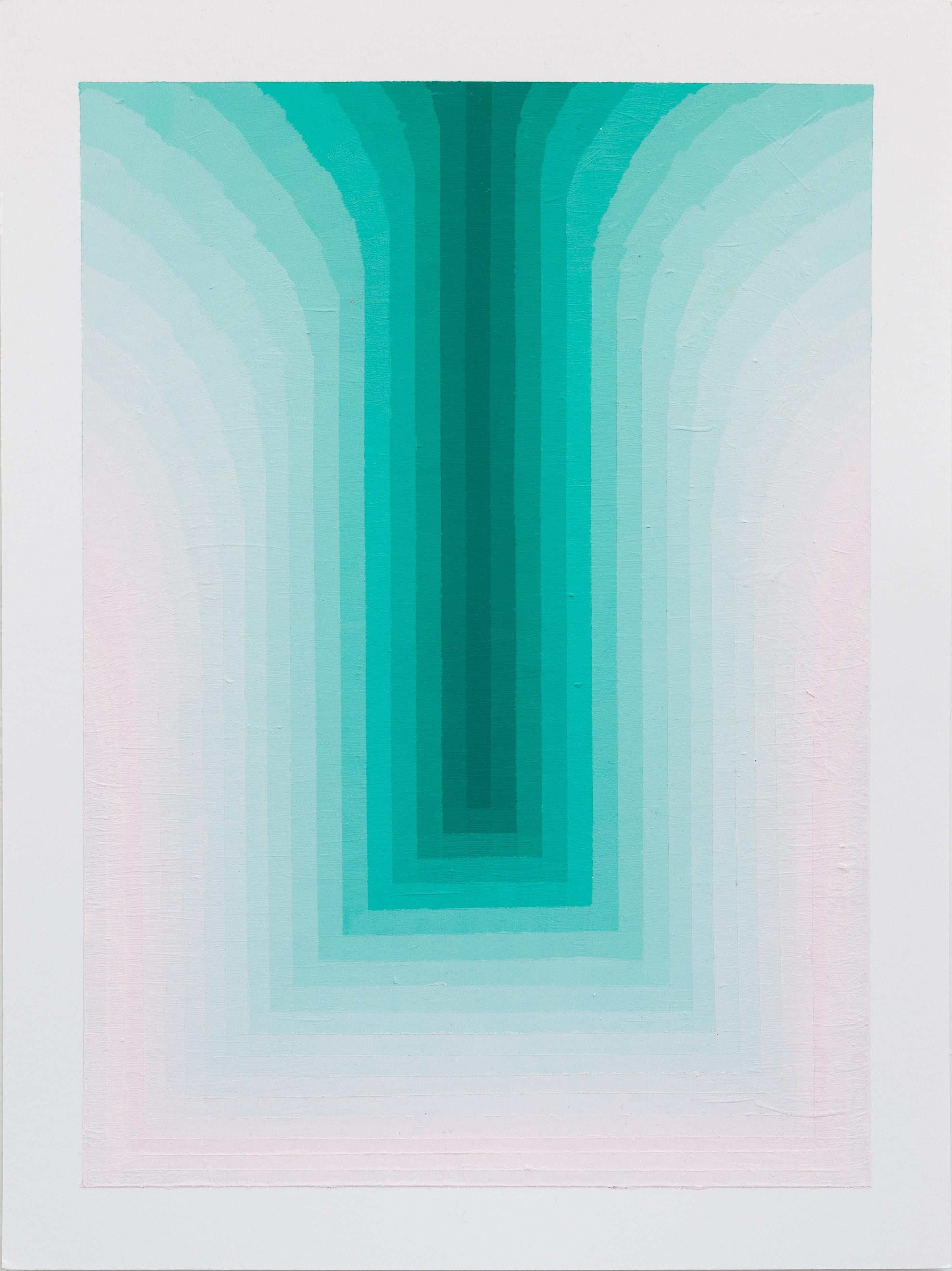 Audrey Stone Abstract Painting – Studie für As If Five - Contemporary Abstract Teal Aqua Blue Stripes, 2024