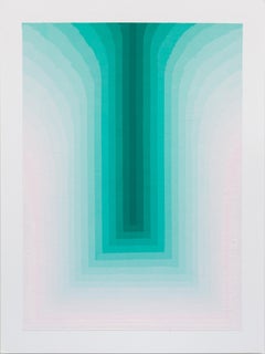 Study for As If Five - Contemporary Abstract Teal Aqua Blue Stripes, 2024