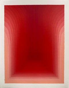 Study for As If Four - Abstract Acrylic Painting Red Gradient Stripes, 2024