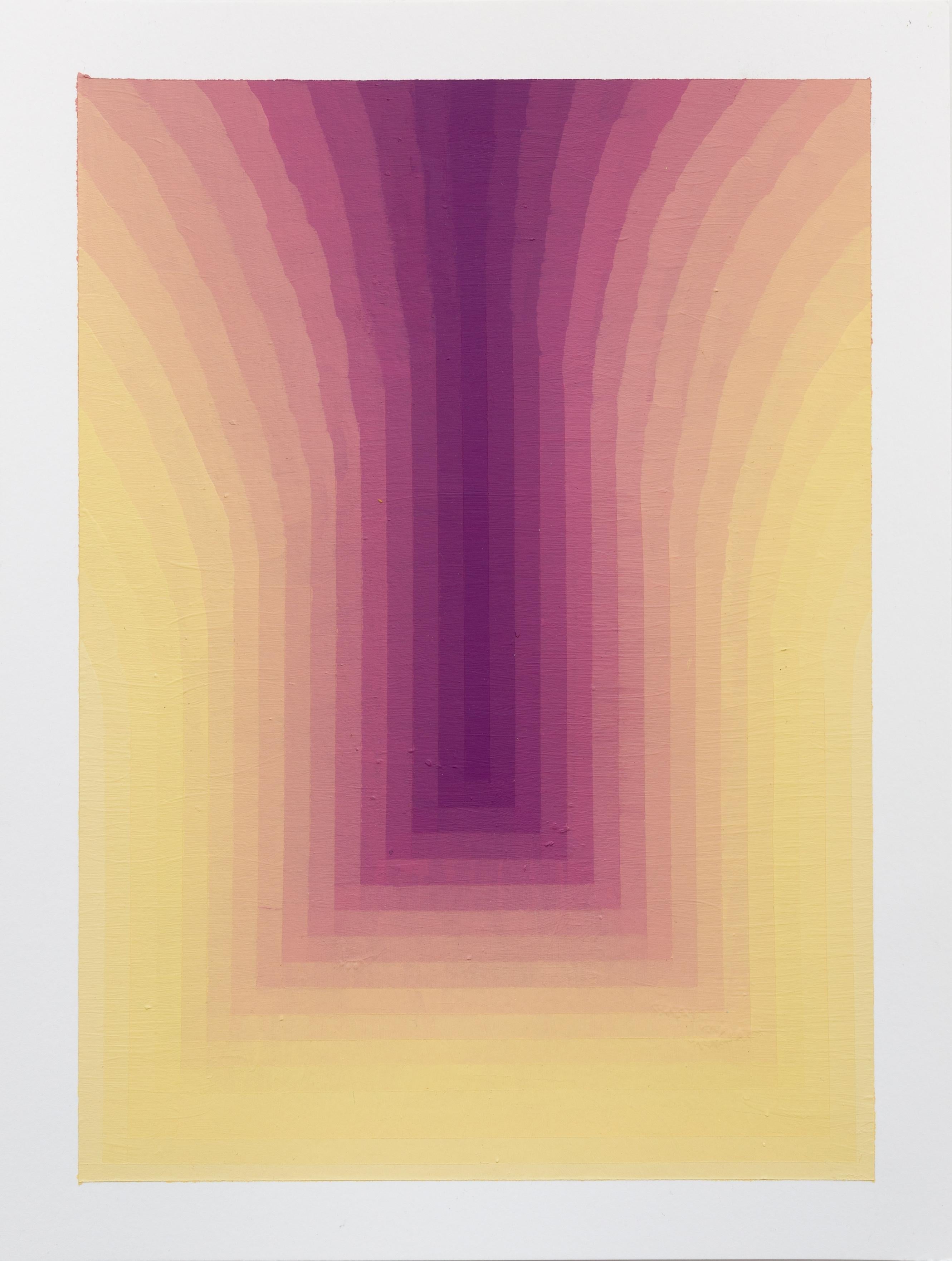 Abstract Painting de Audrey Stone - Estudio para Como si fueran dos - Pintura abstracta contemporánea Rayas amarillo púrpura, 2024