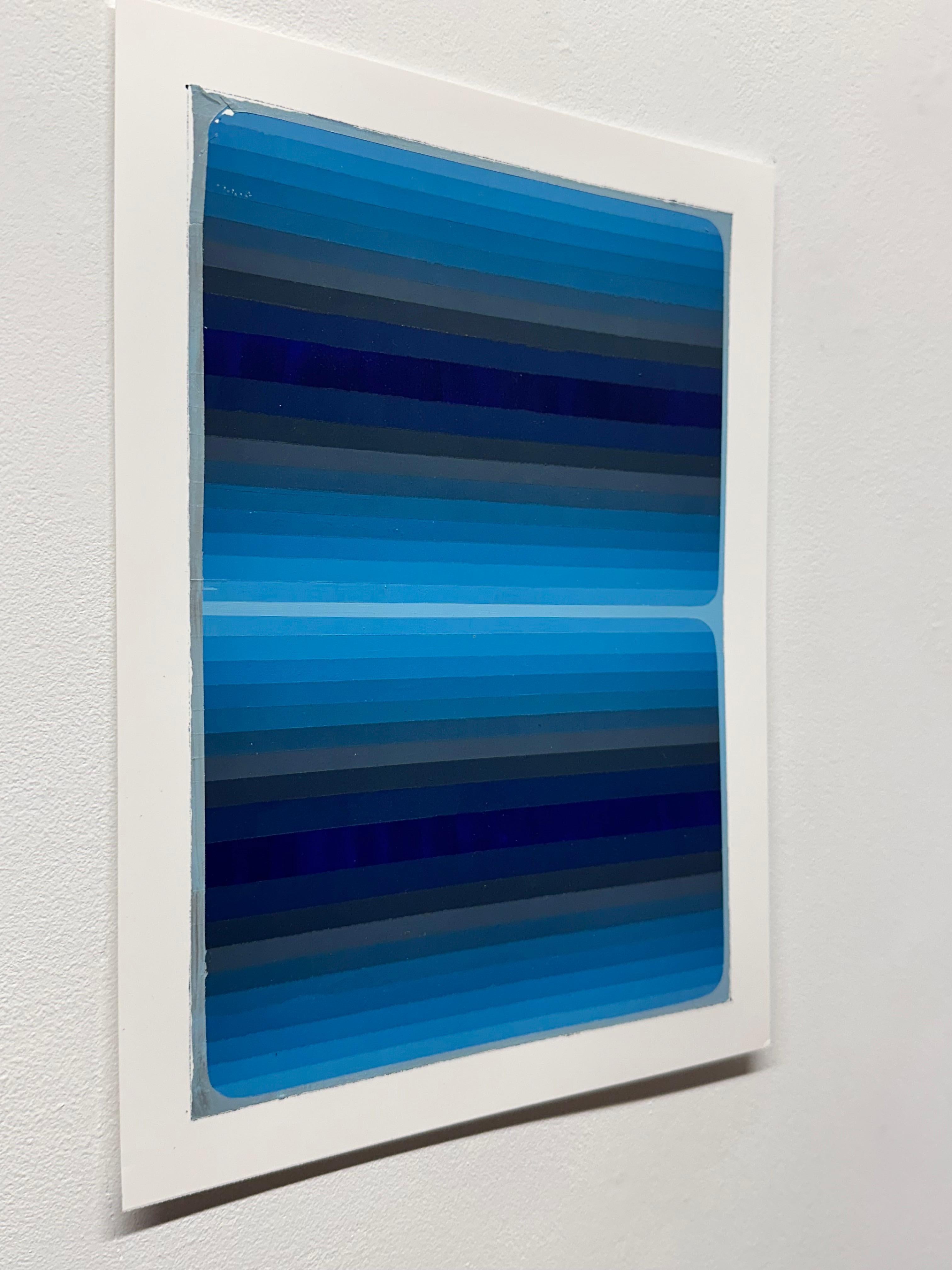Étude pour Au bord de l'eau - peinture abstraite contemporaine Rayures bleues dégradées, 2019. - Contemporain Painting par Audrey Stone