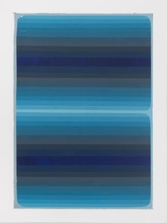 Study for By Water - Contemporary Abstract Painting Blue Gradient Stripes, 2019