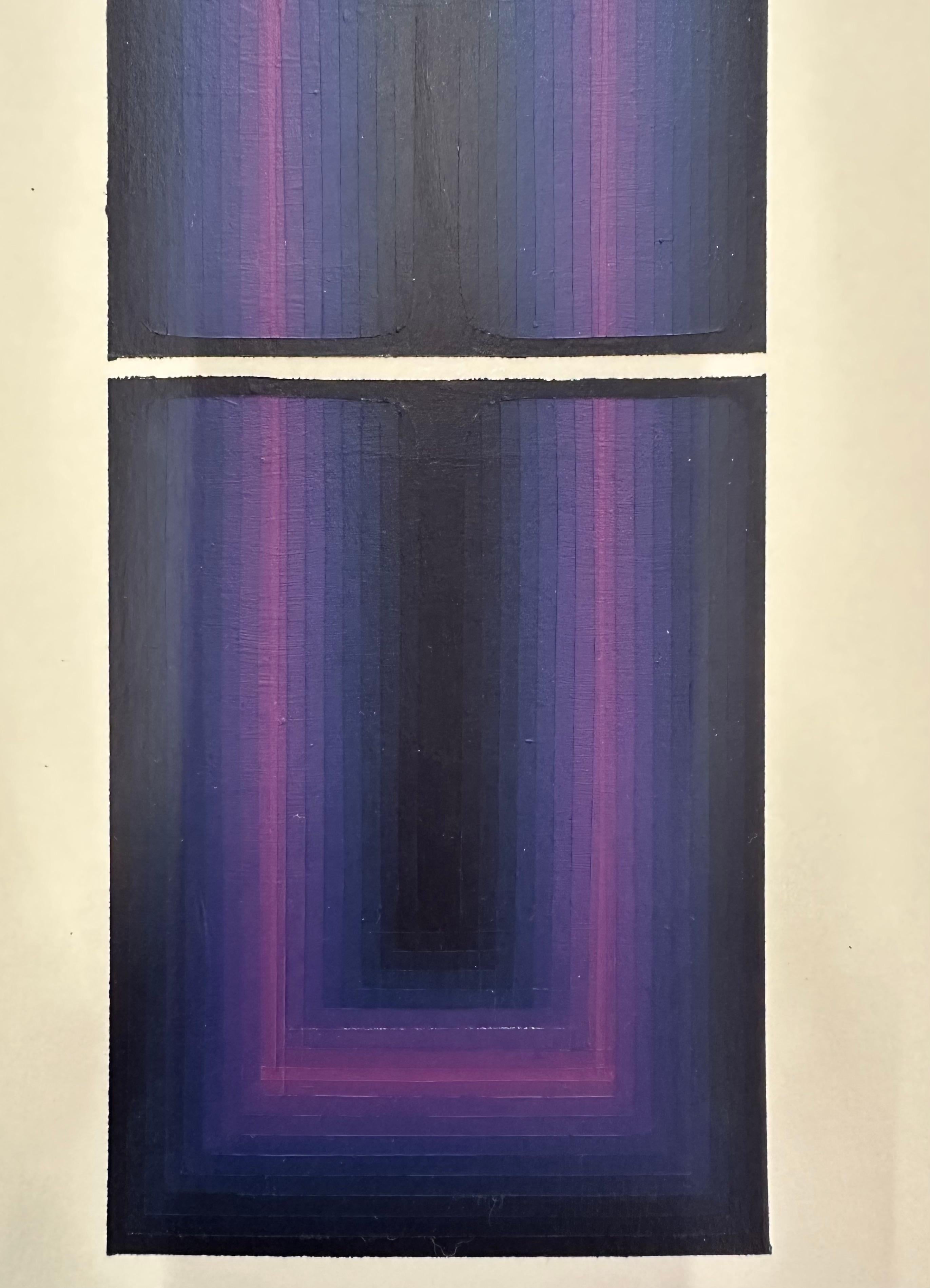 Study for Long Shadow - Abstract Acrylic Painting Gradient Purple Stripes, 2024 For Sale 1