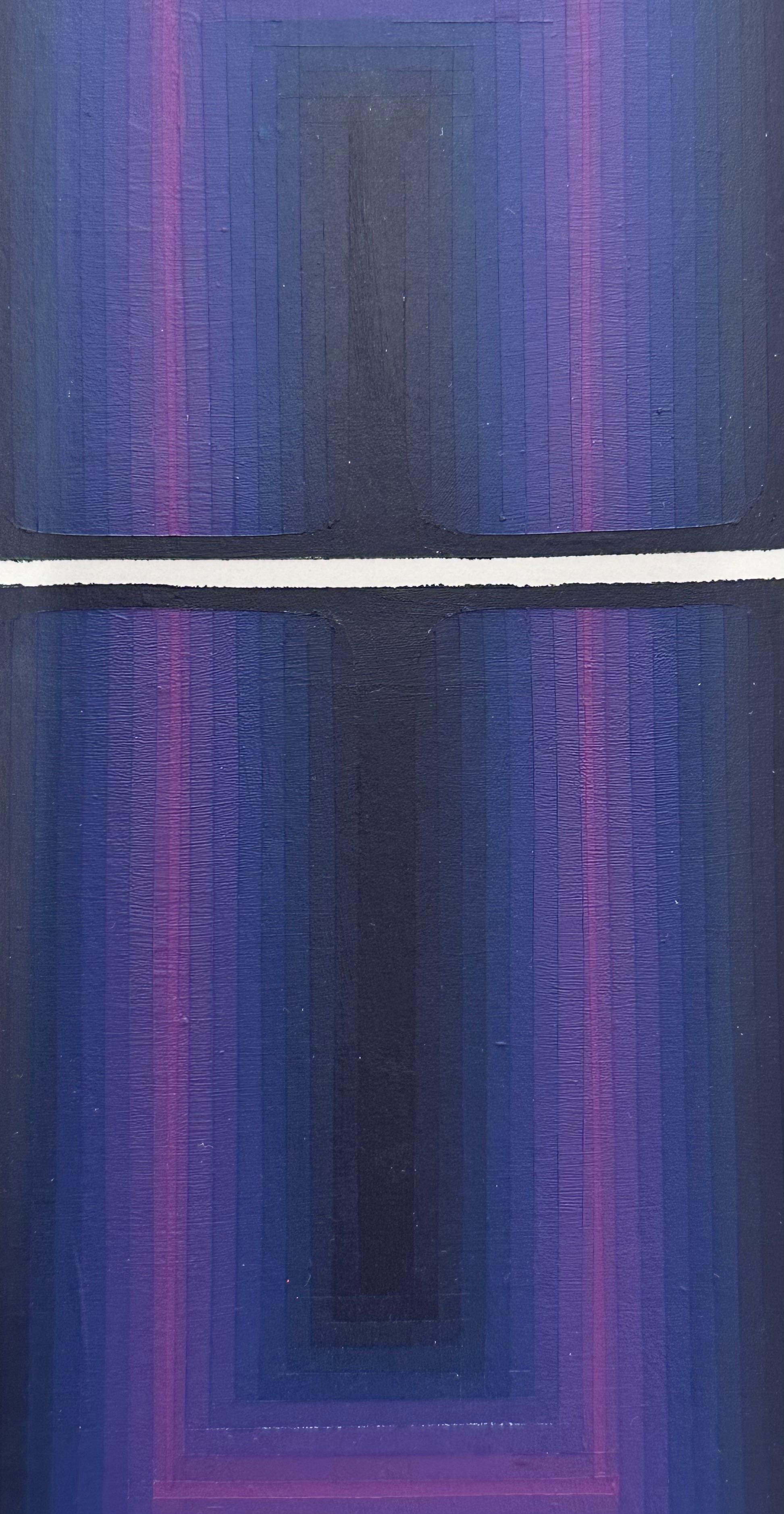 Study for Long Shadow - Abstract Acrylic Painting Gradient Purple Stripes, 2024 For Sale 2