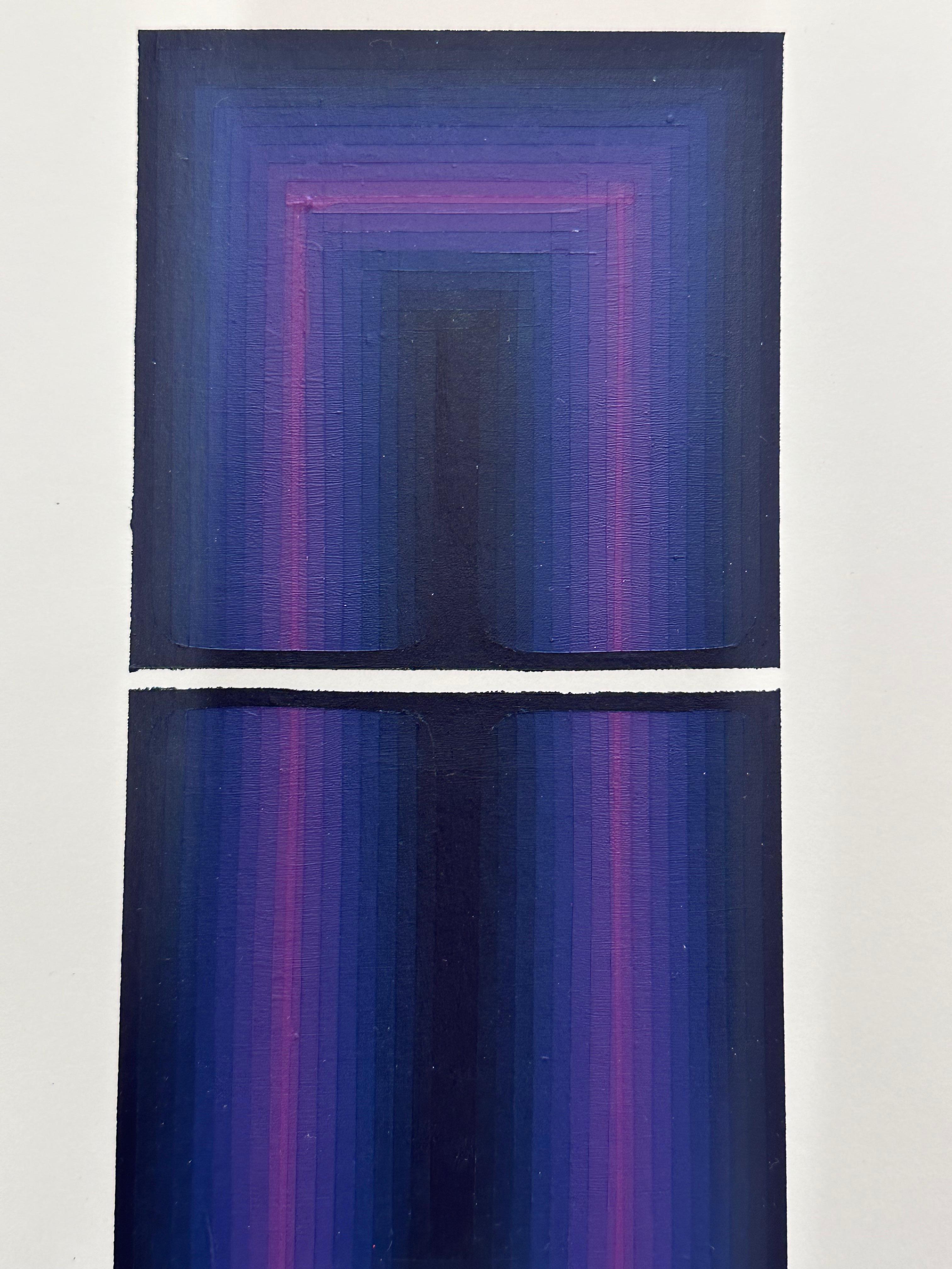 Study for Long Shadow - Abstract Acrylic Painting Gradient Purple Stripes, 2024 For Sale 3