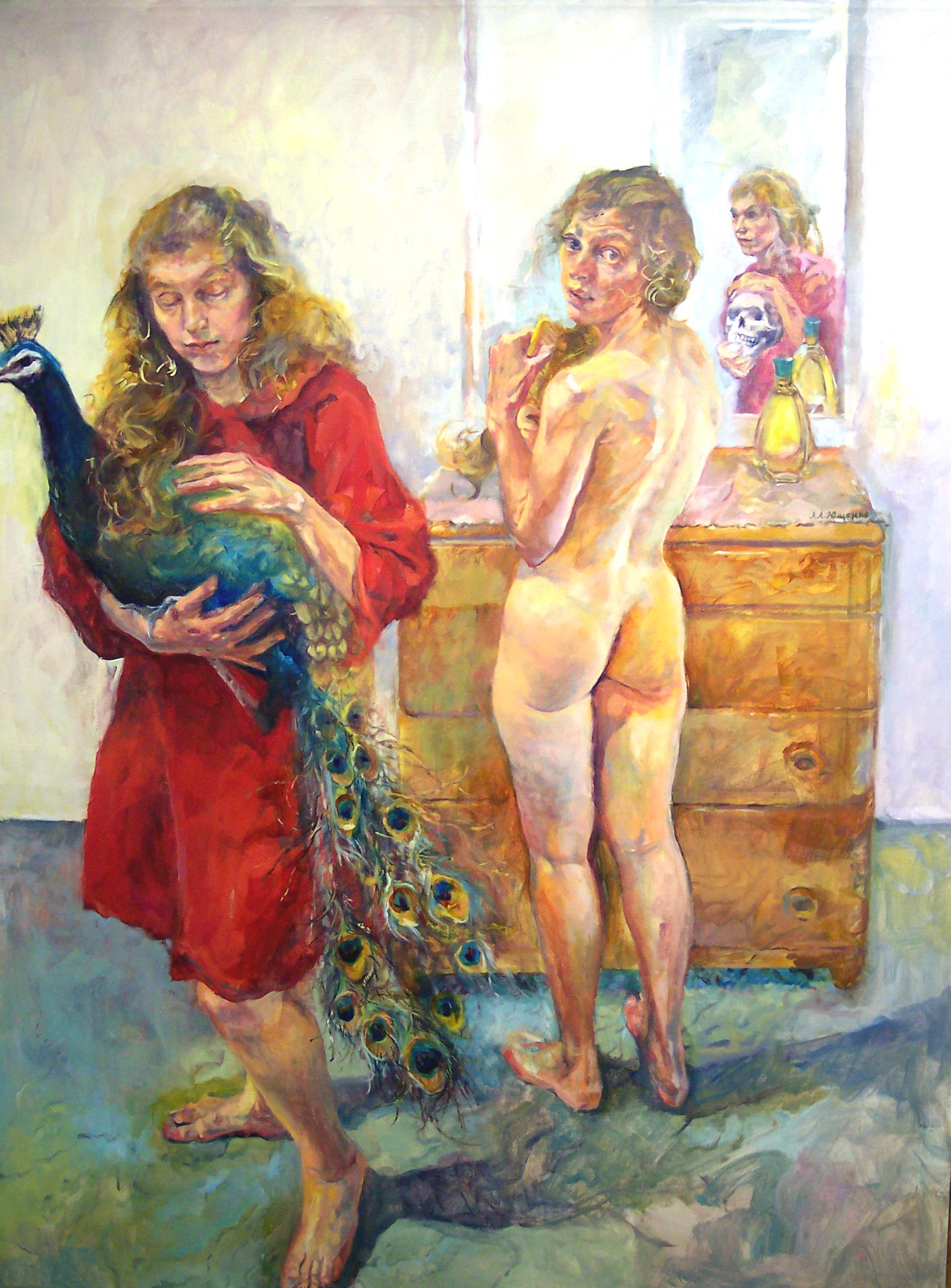 Audrey Ushenko Portrait Painting - Vanitas IV : artwork in the genre of narrative realism
