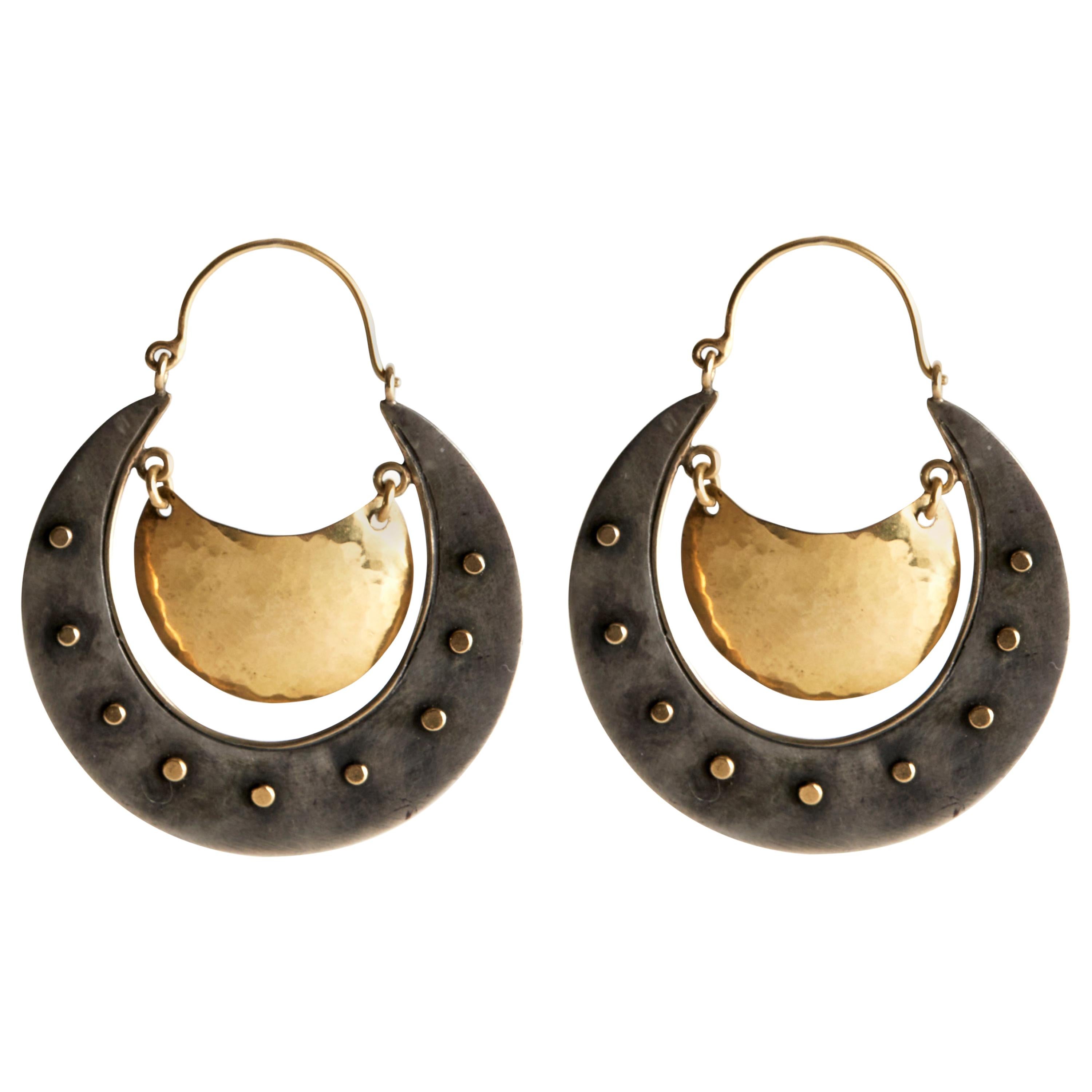 Audrey Werner, 18-Karat Sterling Silver "Shield" Hoop Earrings, United States