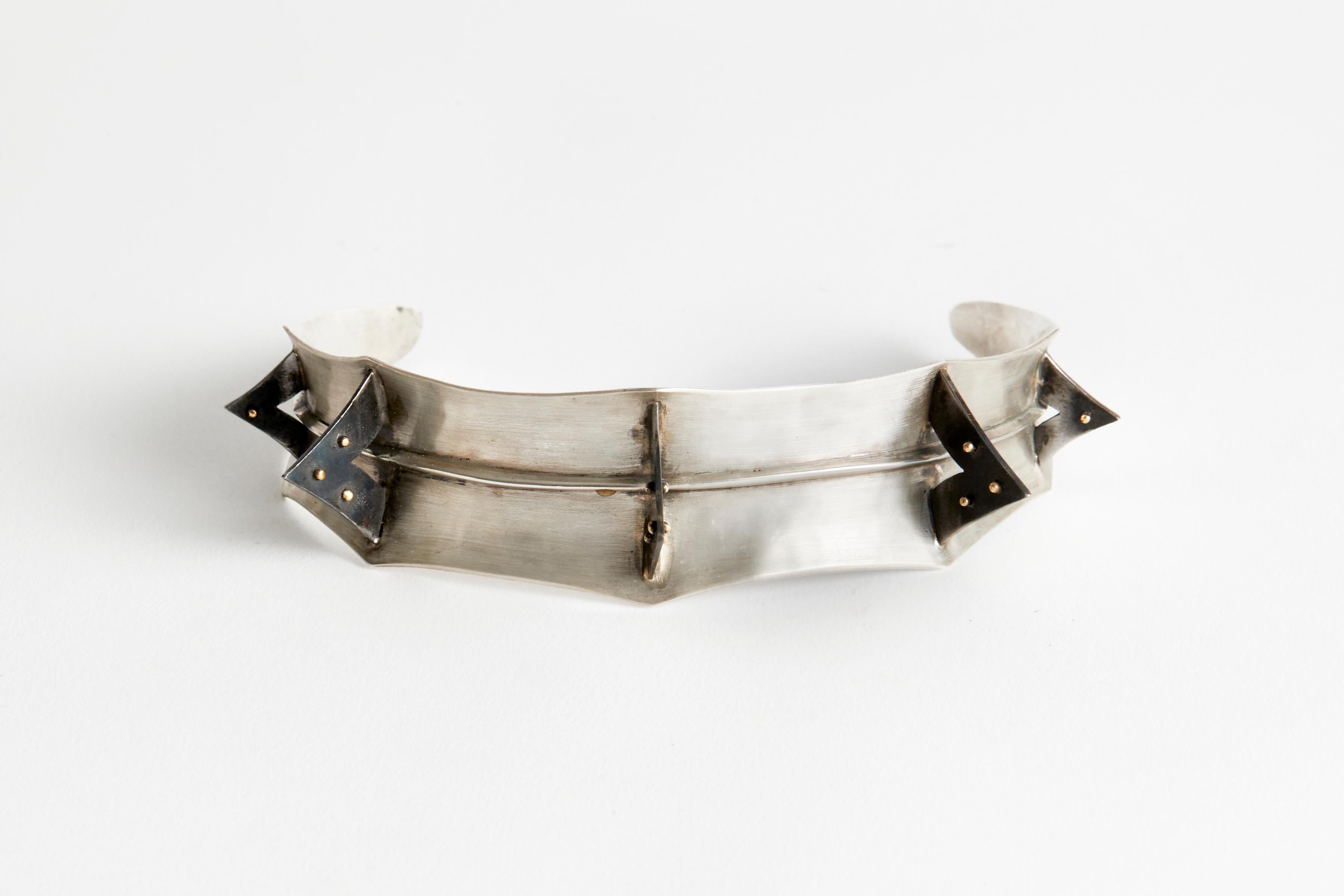 North American Audrey Werner, Iron and 18-Karat Sterling Silver Torque, United States, 2000 For Sale