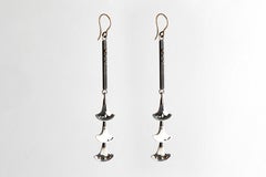 Audrey Werner, Pair of Gingko Cascade Earrings in 18k Sterling Silver, US, 1999