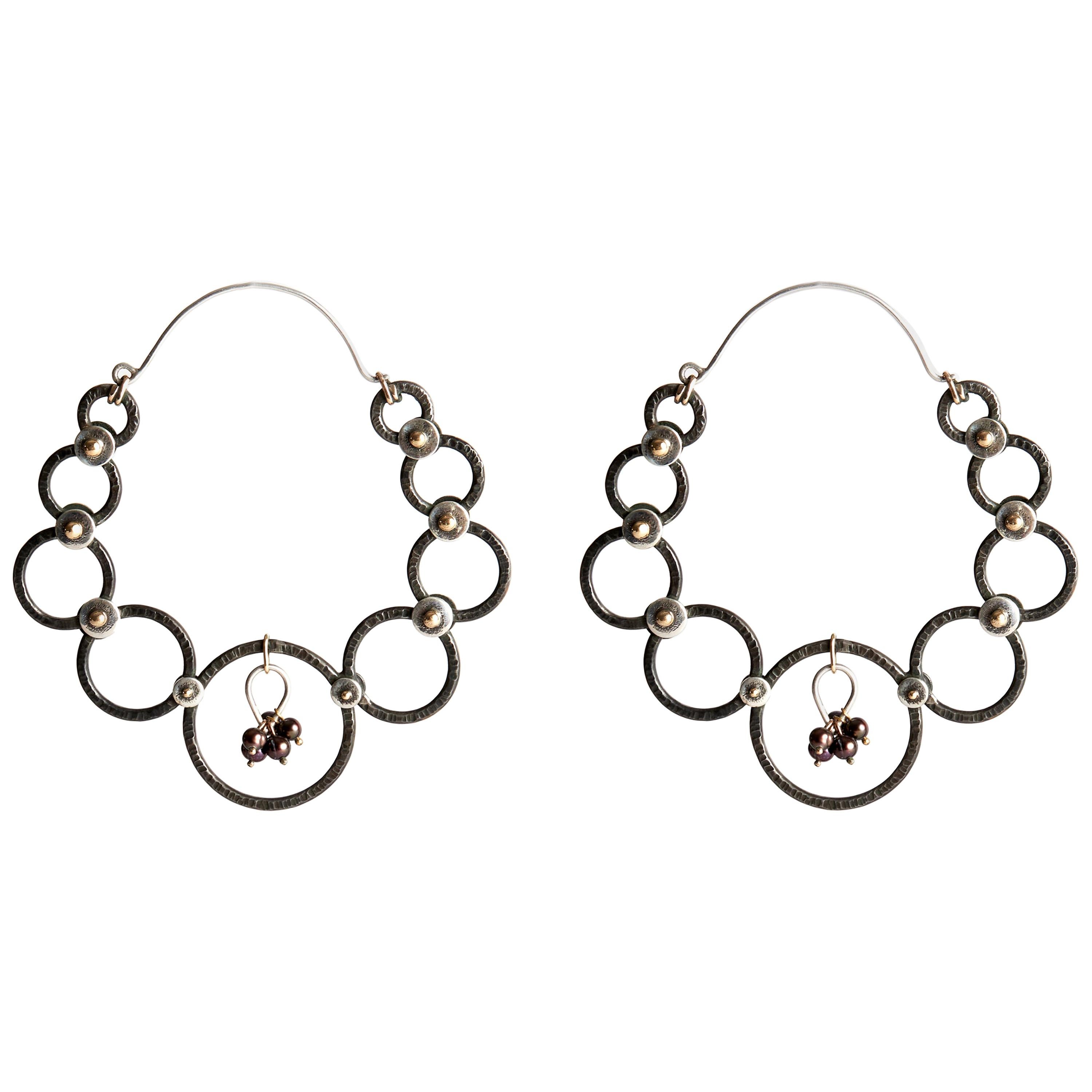 Audrey Werner, Silver, Iron, and Pearl Hoop Earrings, US, 2006