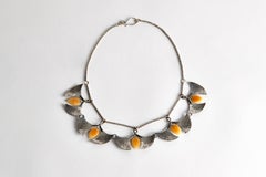 Audrey Werner, Sterling Silver, Amber, and Iron Gingko Necklace, US, 2020