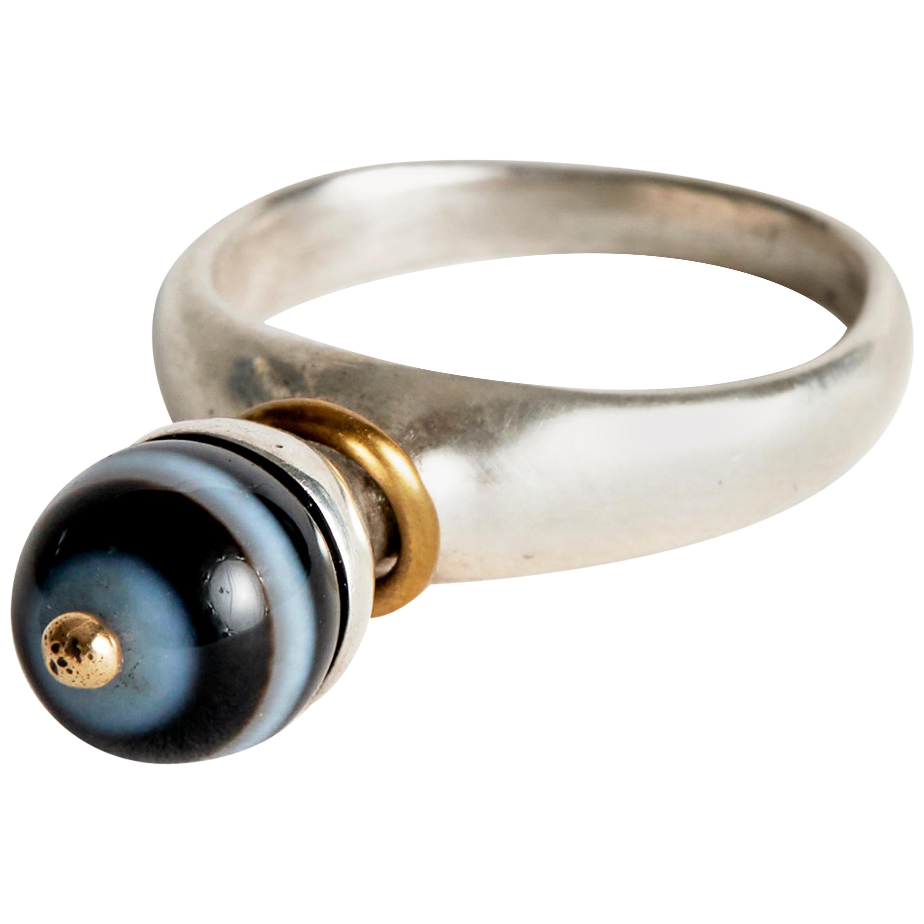 Audrey Werner, Sterling Silver and Agate Chalice Ring, United States, 2002