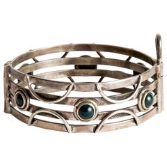 Audrey Werner, Armband mit Scharnier aus Sterlingsilber und Blutstein, Vereinigte Staaten, 1993