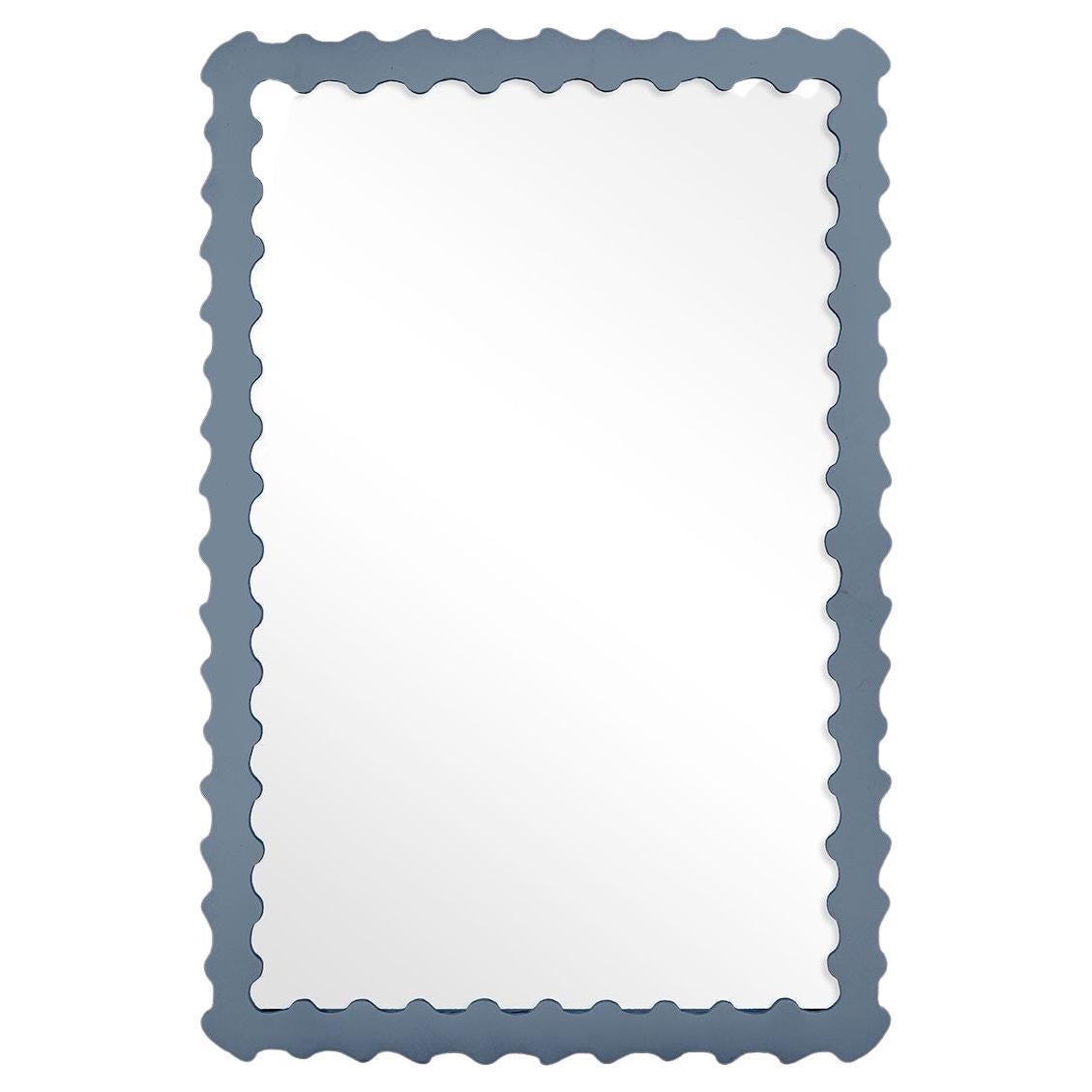 Audubon Bamboo Rectangle Mirror in Bachelor Blue For Sale