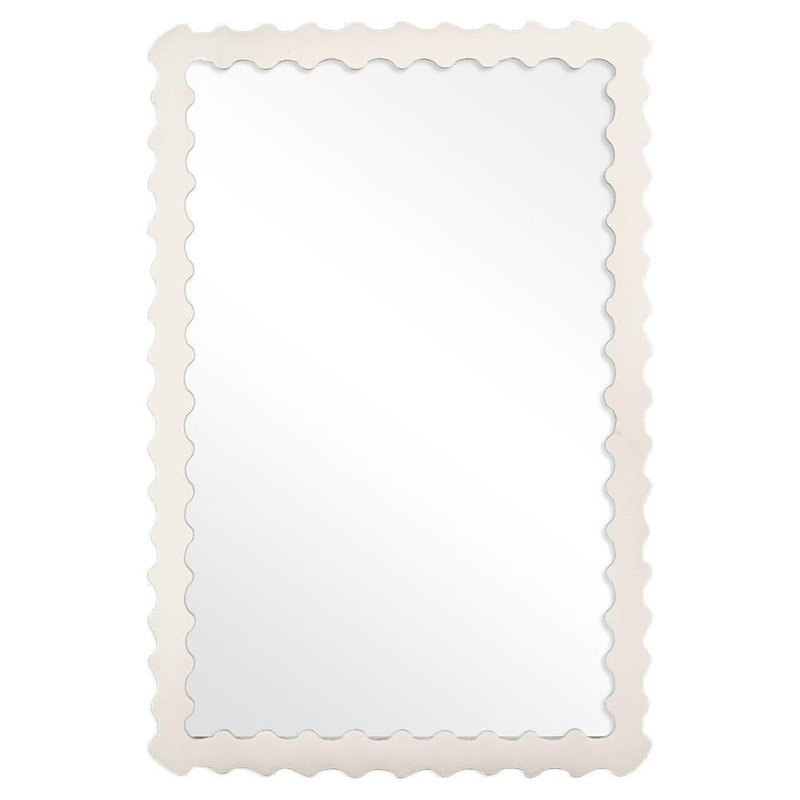 Audubon Bamboo Rectangle Mirror in White Dove For Sale