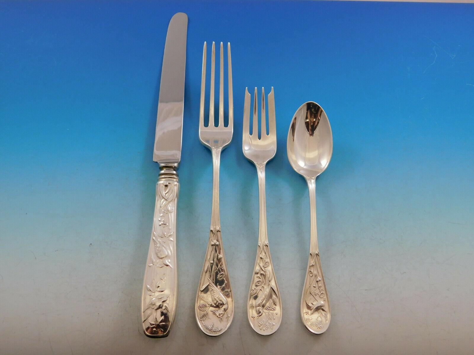 Audubon by Tiffany & Co Sterling Silver Flatware Set Dinner Service Birds 36 Pcs In Excellent Condition In Big Bend, WI