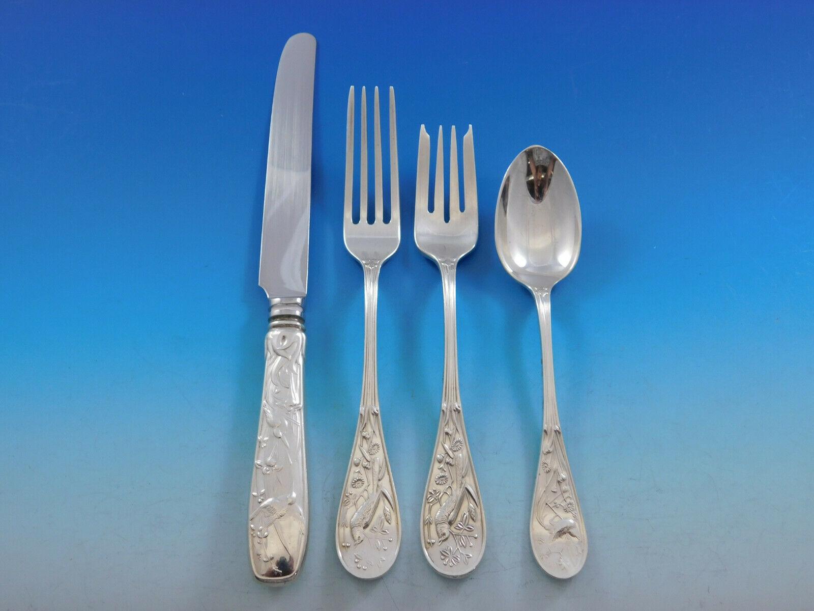 Audubon by Tiffany & Co. sterling silver flatware set, 47 pieces. This set includes:

8 regular knives, 9 1/8