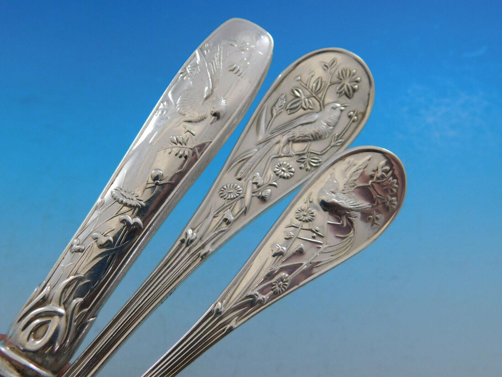 Audubon by Tiffany Co. Sterling Silver Flatware Set Service 47 Multi Motif Birds In Excellent Condition In Big Bend, WI