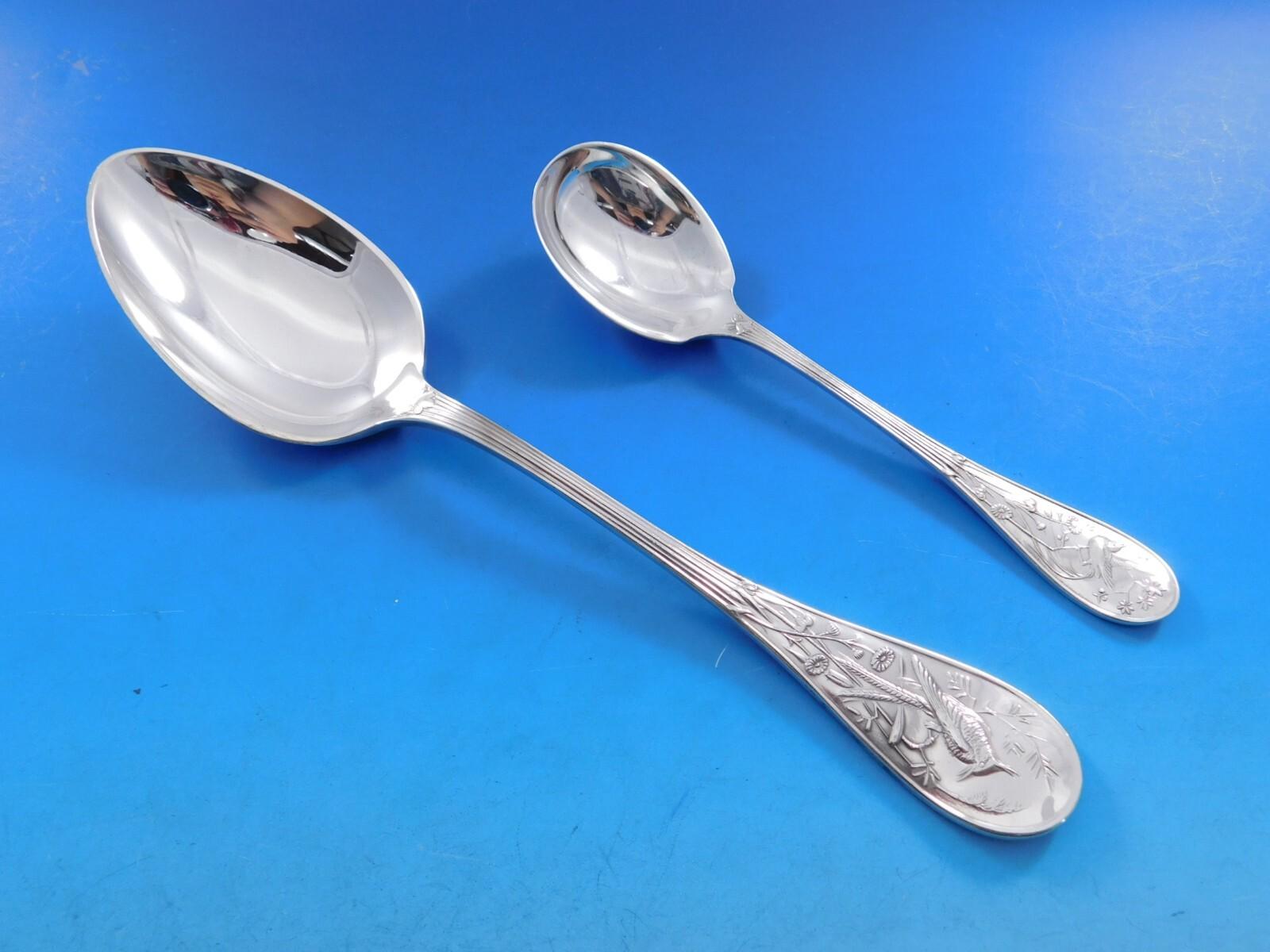 XX secolo Audubon by Tiffany Set di posate in argento Sterling 12 Servizio 76 pezzi Cena Uccelli in vendita
